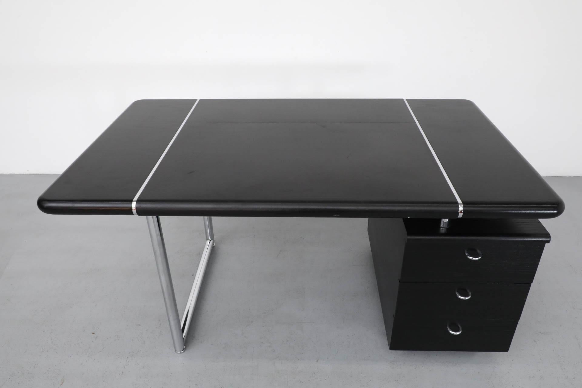 1970's Josef & Leopold Quittner Inspired Bauhaus Style Desk in Black & Chrome 3