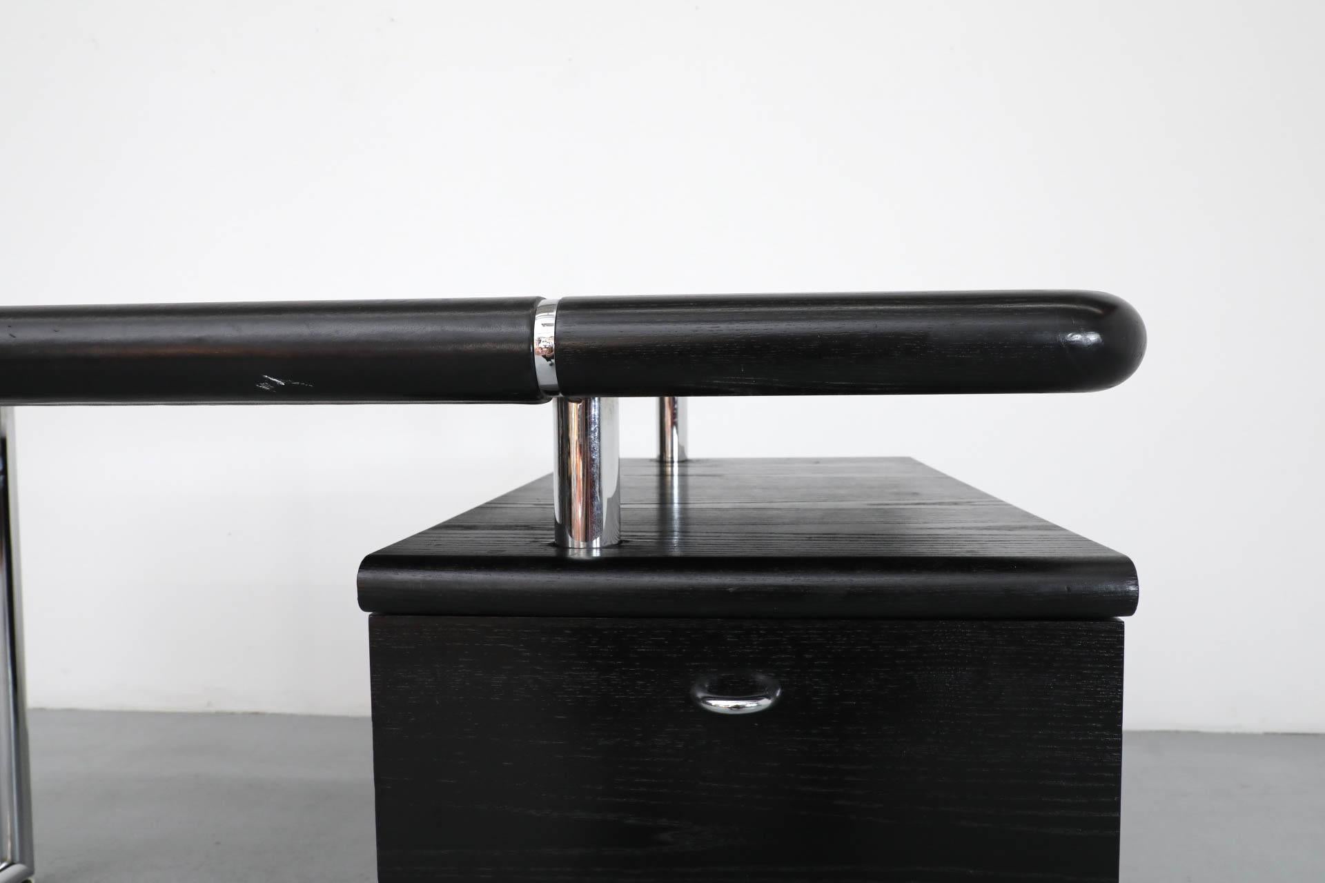 1970's Josef & Leopold Quittner Inspired Bauhaus Style Desk in Black & Chrome 4