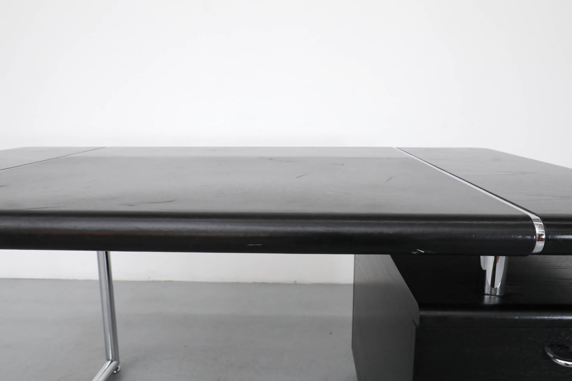 1970's Josef & Leopold Quittner Inspired Bauhaus Style Desk in Black & Chrome 6