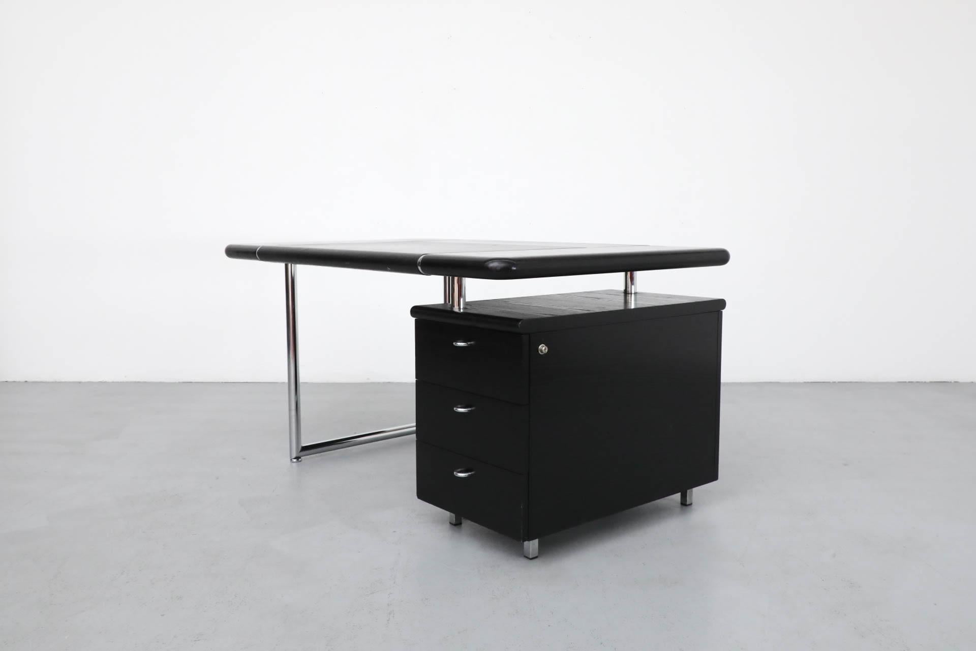 1970's Josef & Leopold Quittner Inspired Bauhaus Style Desk in Black & Chrome 9