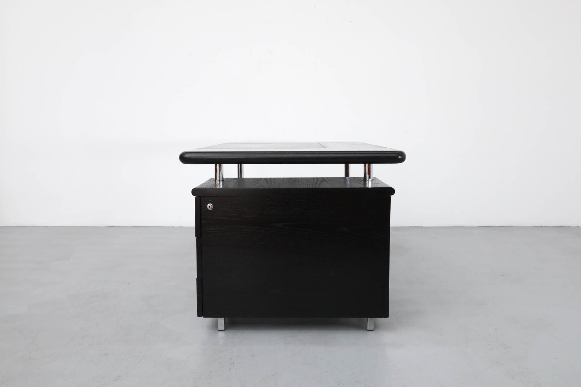 1970's Josef & Leopold Quittner Inspired Bauhaus Style Desk in Black & Chrome 10