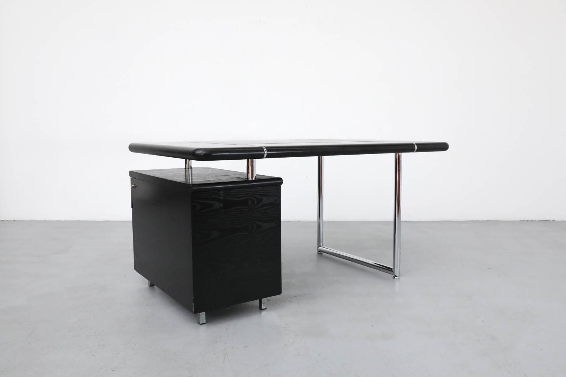 1970's Josef & Leopold Quittner Inspired Bauhaus Style Desk in Black & Chrome 11