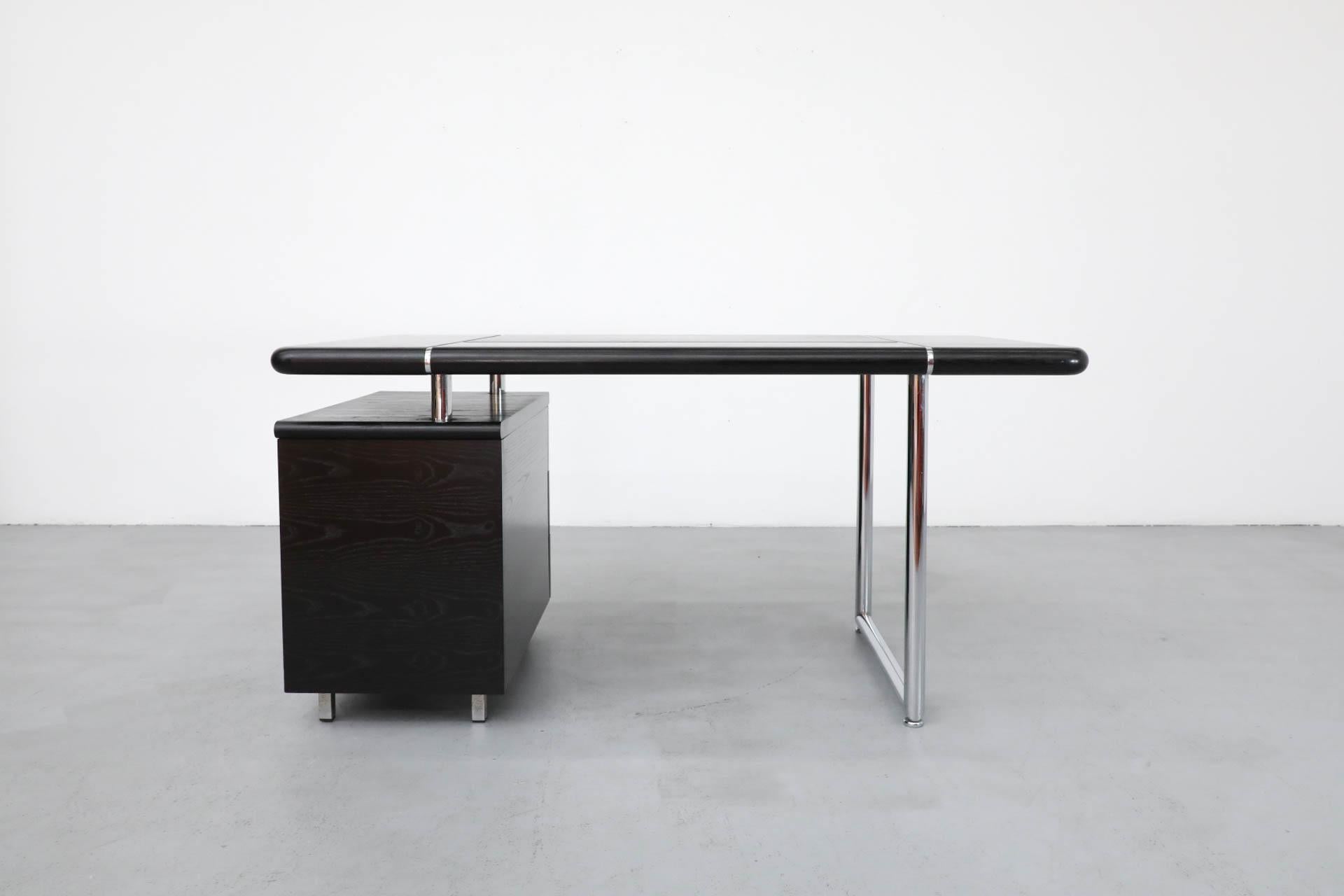 1970's Josef & Leopold Quittner Inspired Bauhaus Style Desk in Black & Chrome 12