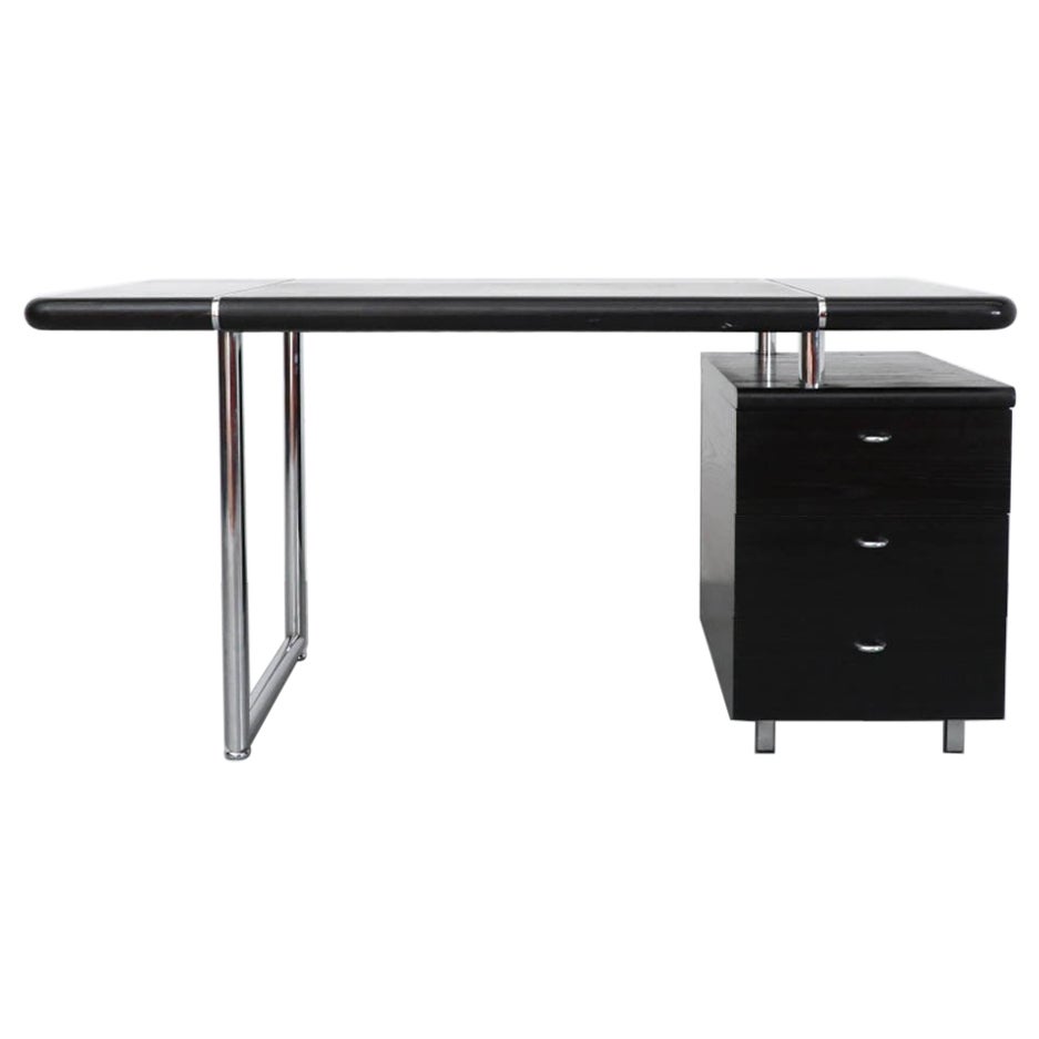 1970
s Josef 
Leopold Quittner Inspired Bauhaus Style Desk in Black 
Chrome