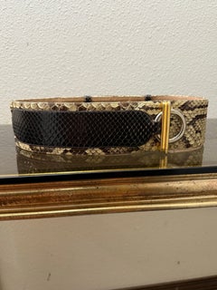 1970s Judith Leiber 3"Wide Snake Skin Corset Belt w Gold & Chrome Hardware