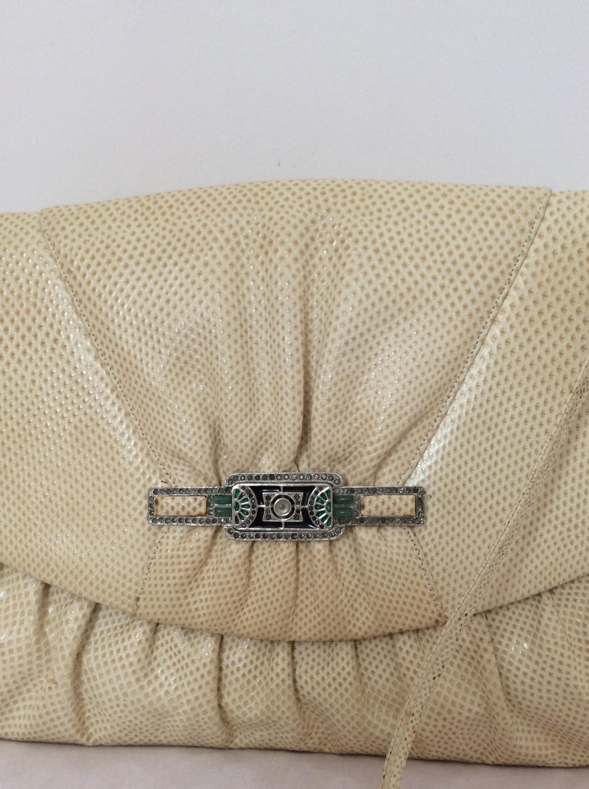 1970s Judith Leiber Lizard Crossbody/Clutch w/Mirror and Coin Purse In Good Condition In Port Hope, ON