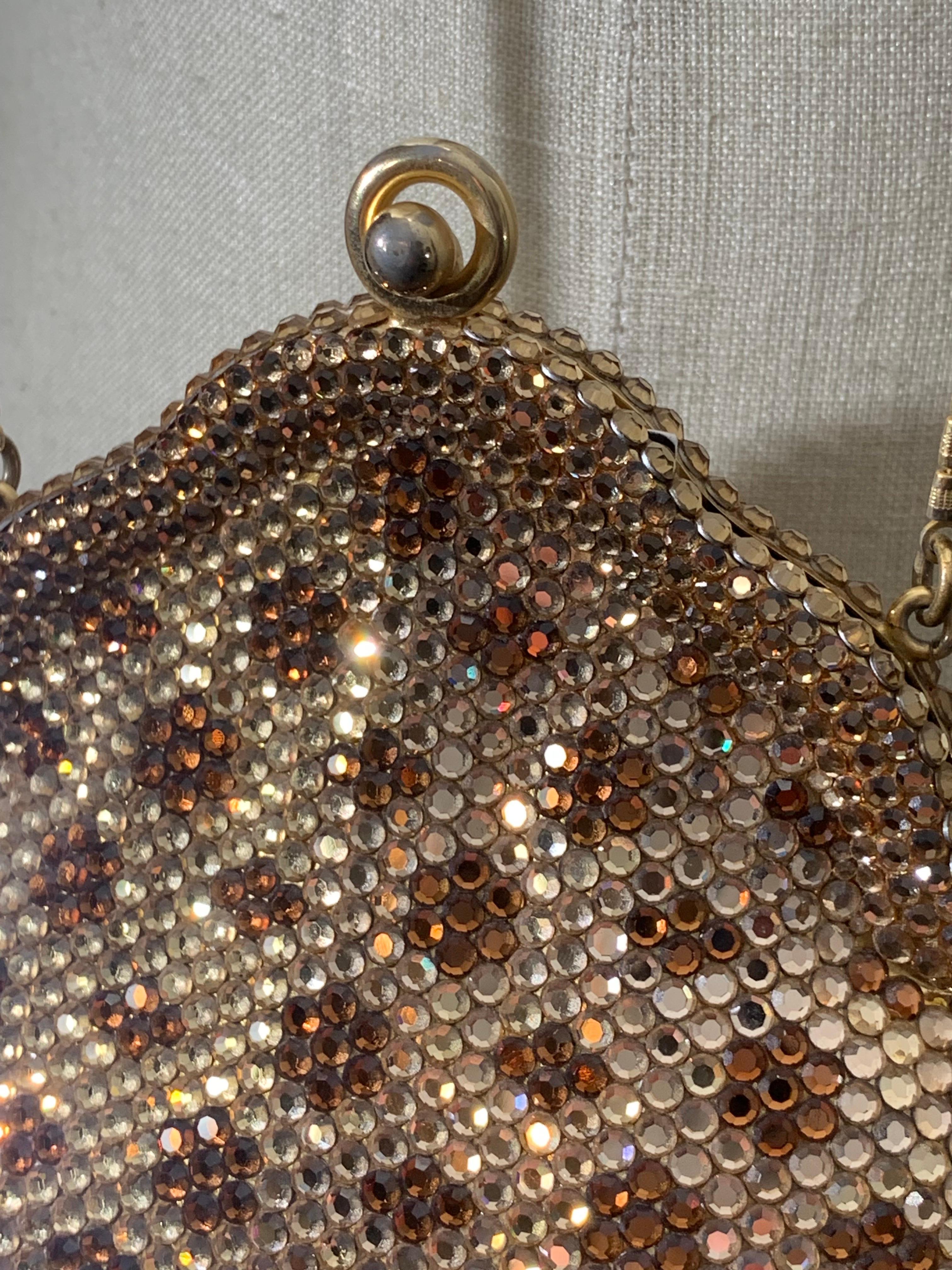 1970s Judith Leiber Topaz Rhinestone Jeweled Minaudiere Shoulder Bag w Clasp 2