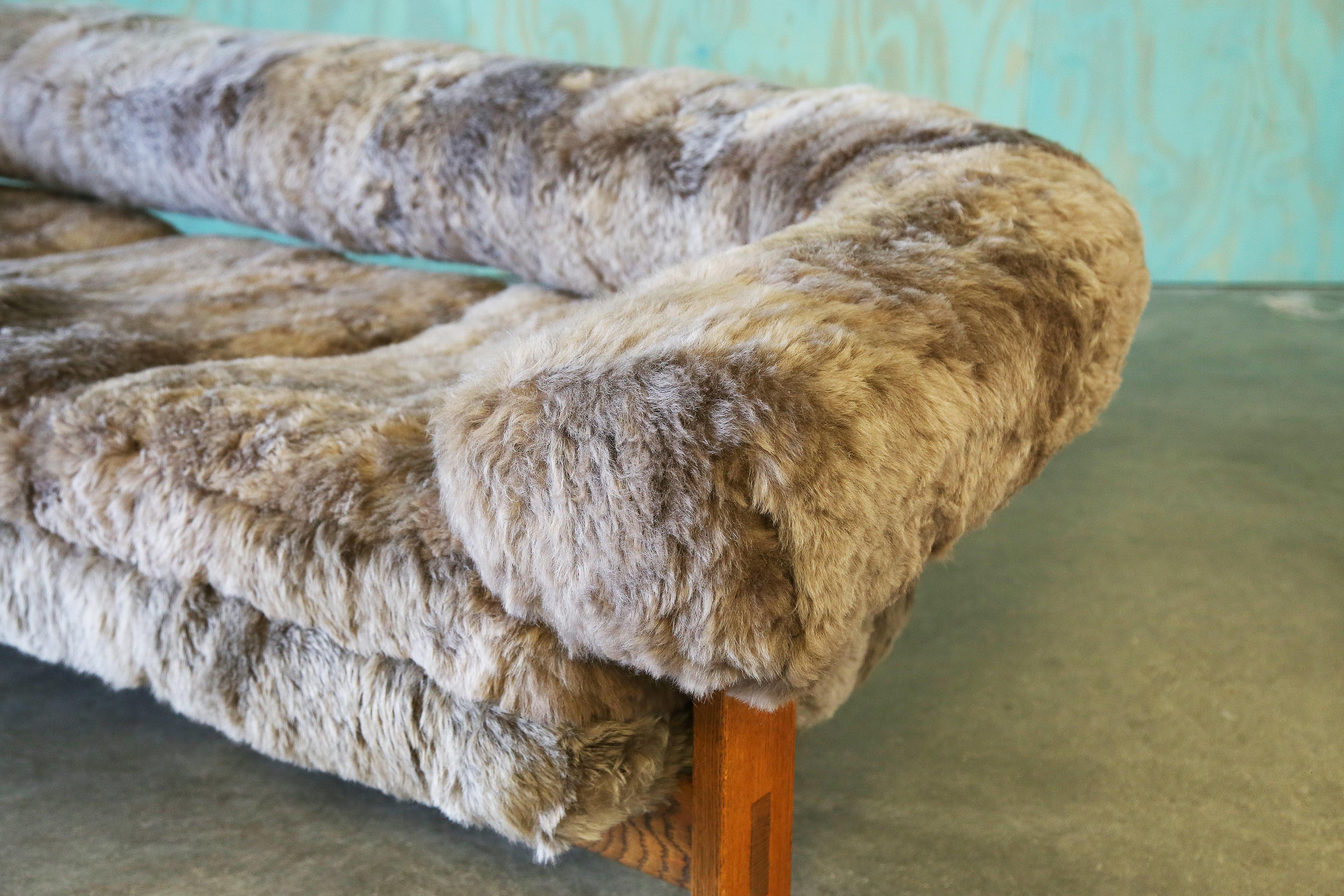Sheepskin 1970s Jules Heumann for Metropolitan Furniture Sofa in Icelandic Sheep's Wool For Sale
