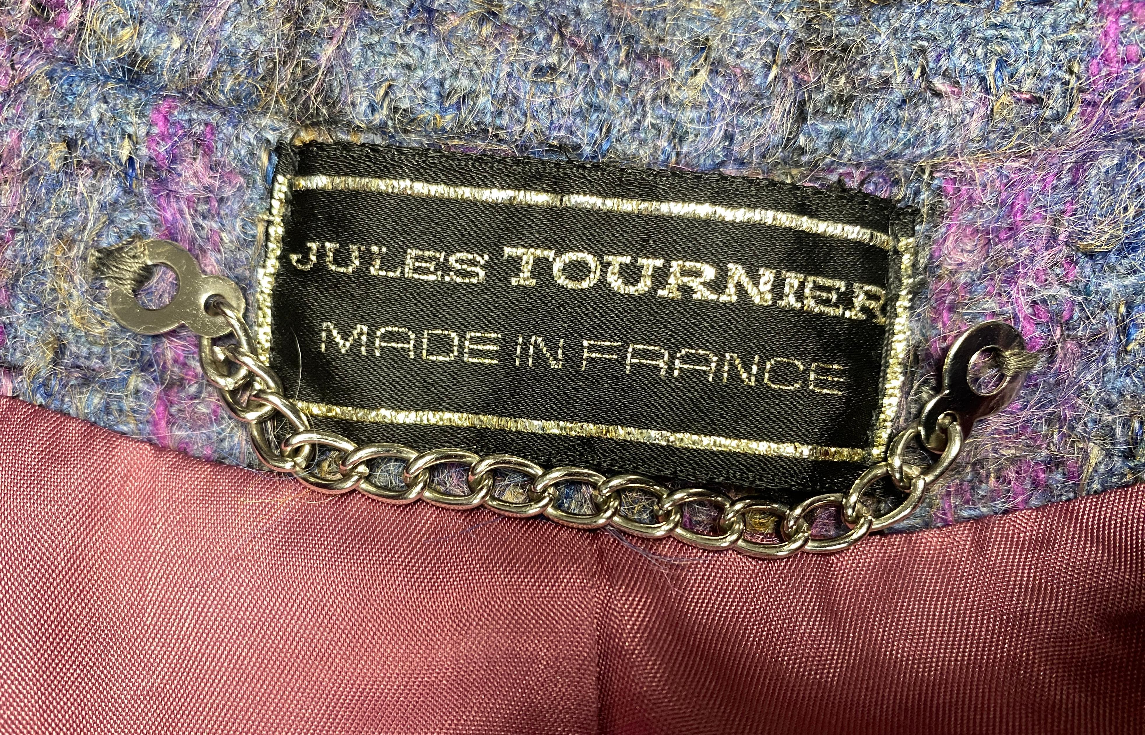 1970s Jules Tournier Purple Felted Mohair Wool Jacket For Sale 2
