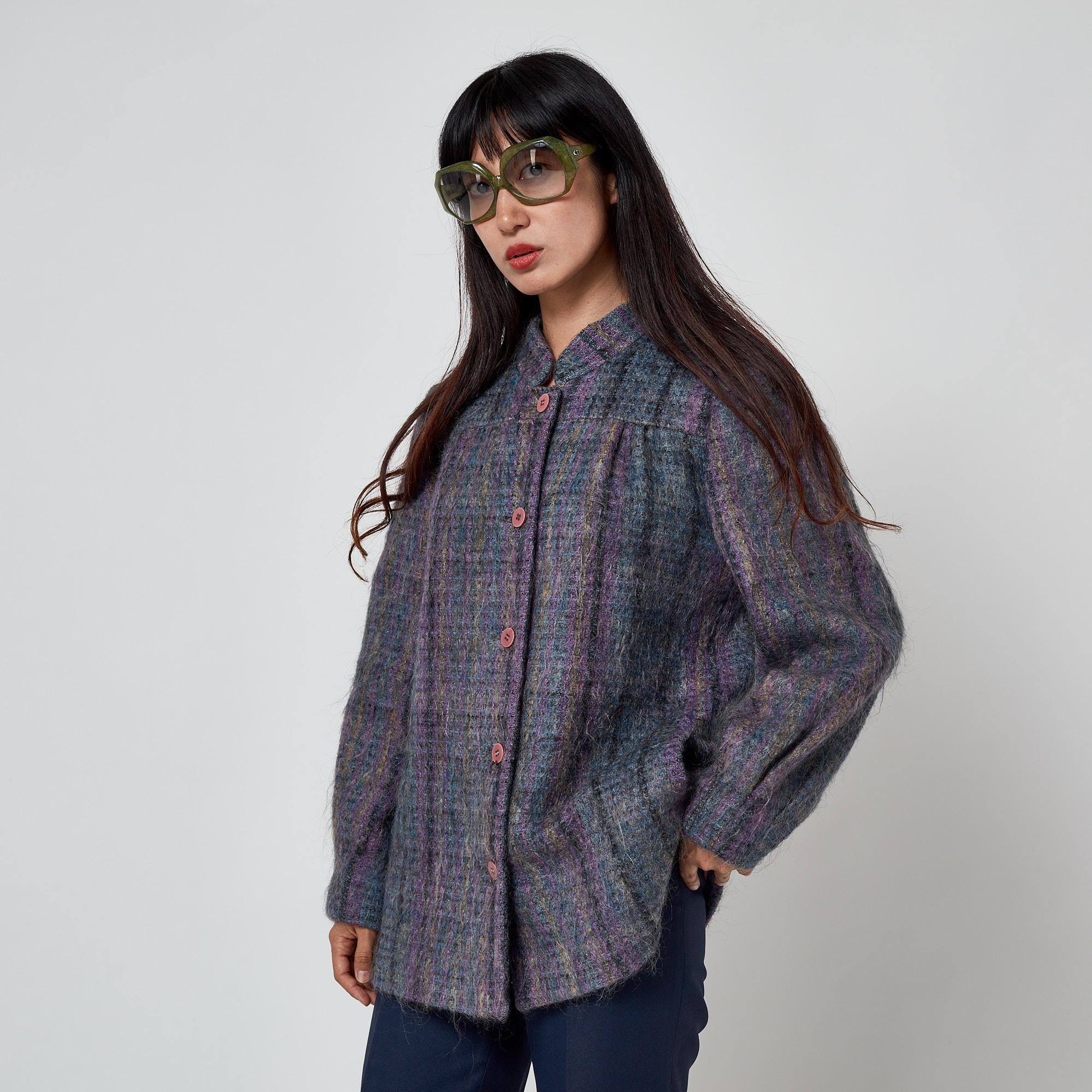 Chaqueta de lana de mohair afieltrada morada Jules Tournier de los años 70 en venta 2