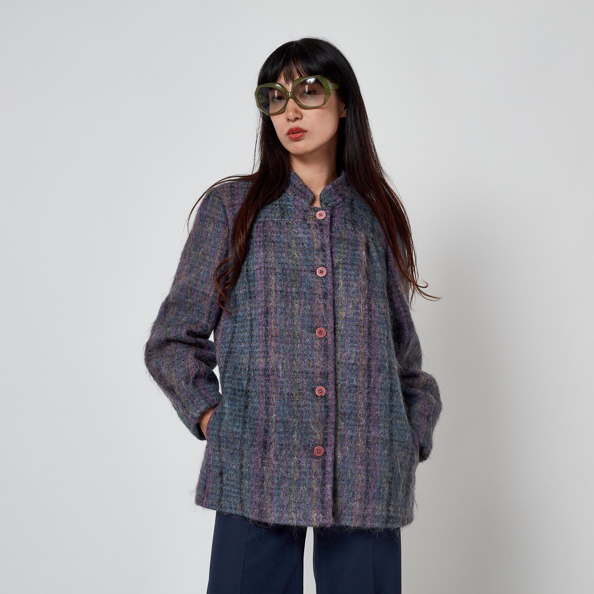 Chaqueta de lana de mohair afieltrada morada Jules Tournier de los años 70 en venta 3