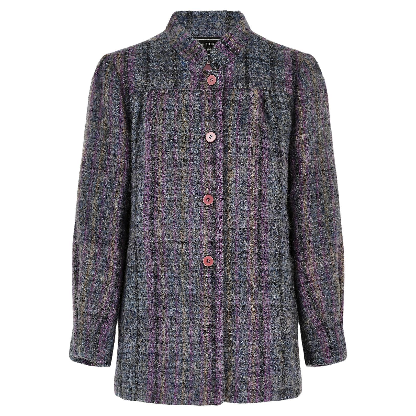 1970s Jules Tournier Purple Felted Mohair Wool Jacket For Sale