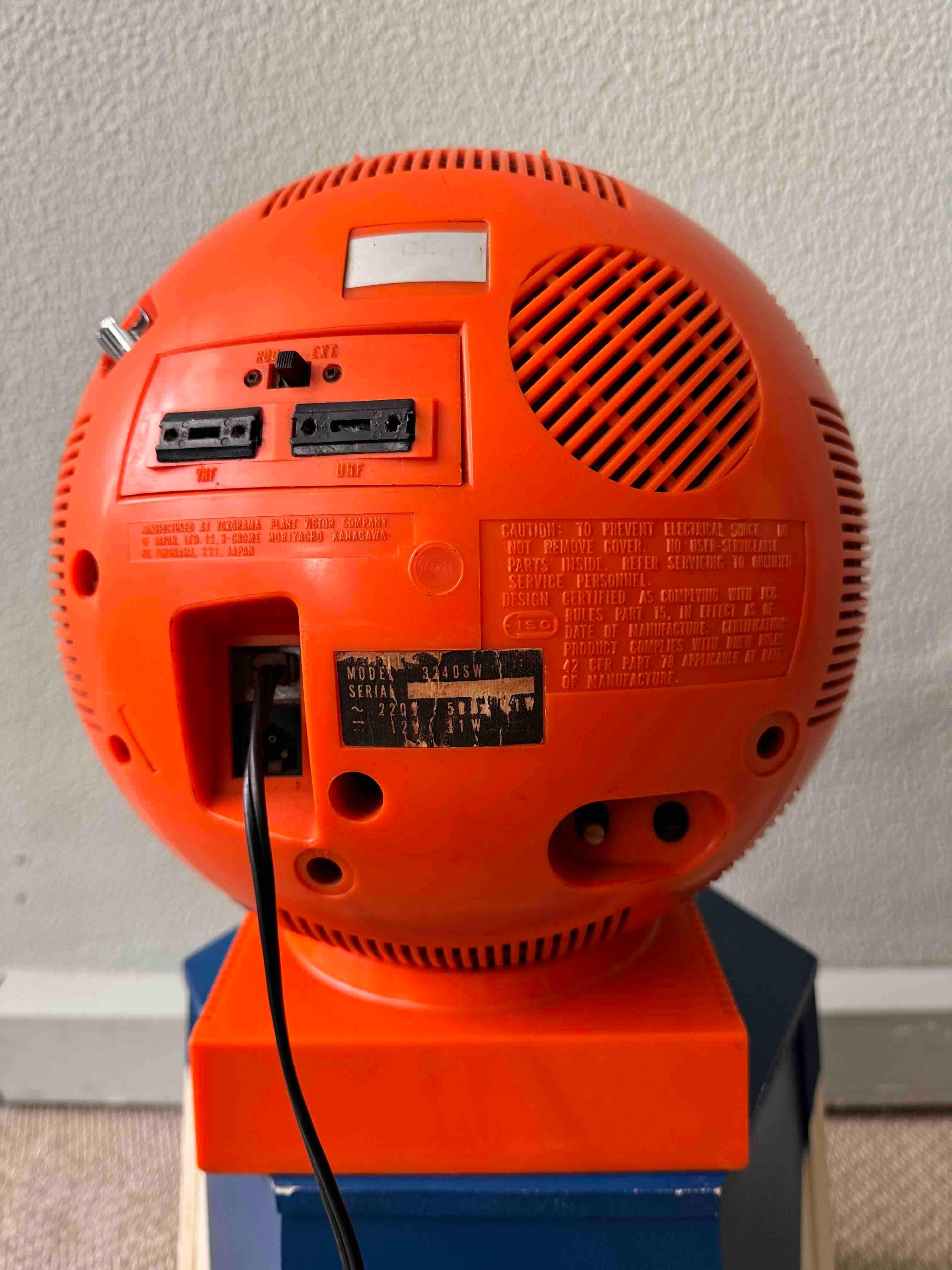 Plastic 1970’s JVC Nivico 3240SW Videosphere TV Orange