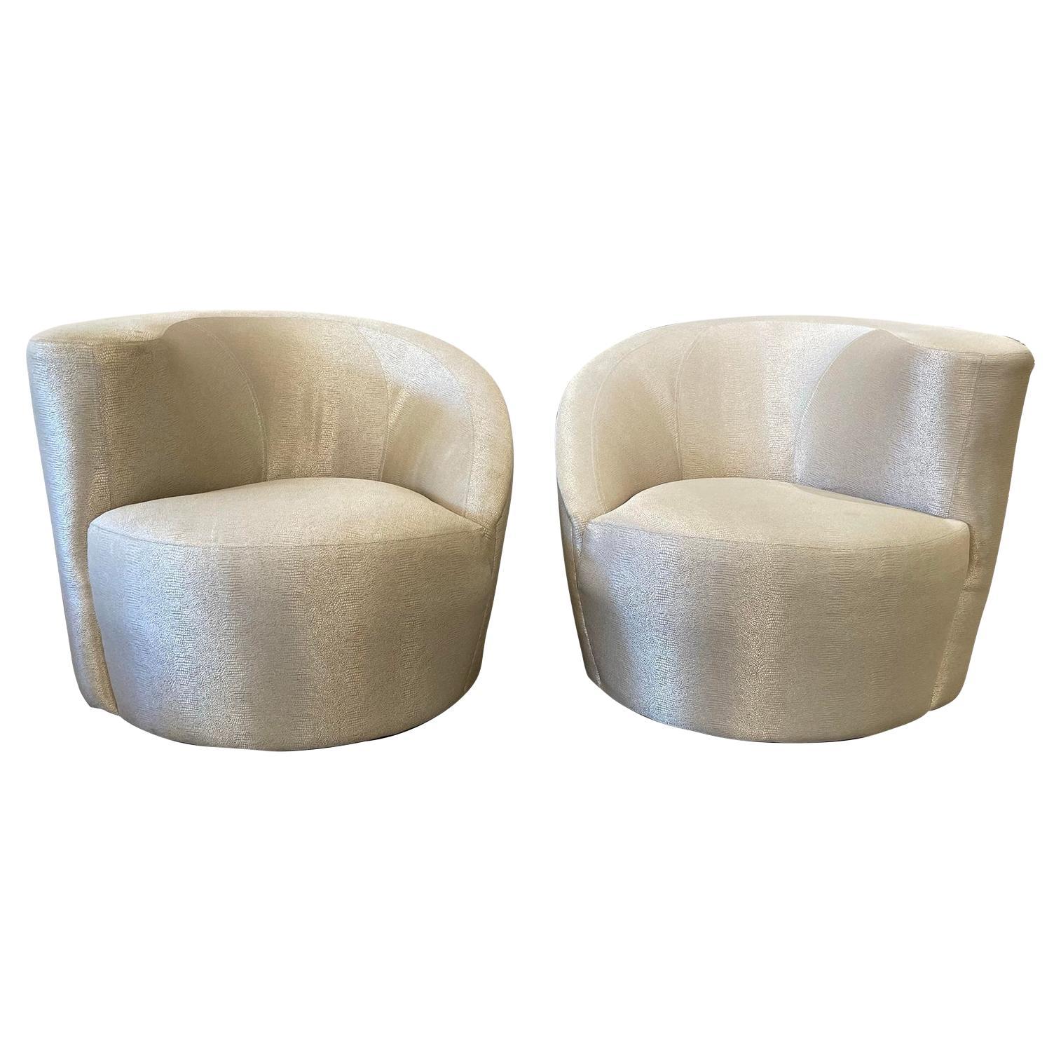 1970s Kagan Directional Nautilus Swivel Chairs Vintage - a Pair For Sale