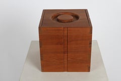 1970s Kalmar Designs Teak Wood Ice Bucket with Thongs - Danish Modern Style -
