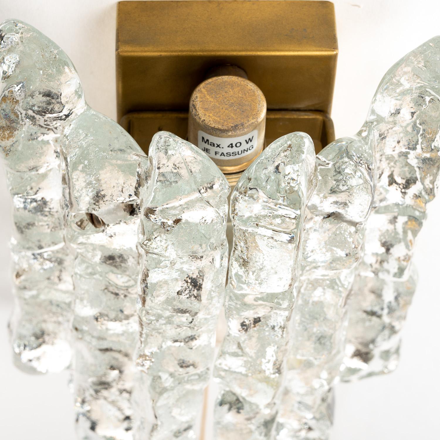 Austrian 1970's Kalmar Ice Crystal Glass Sconce For Sale