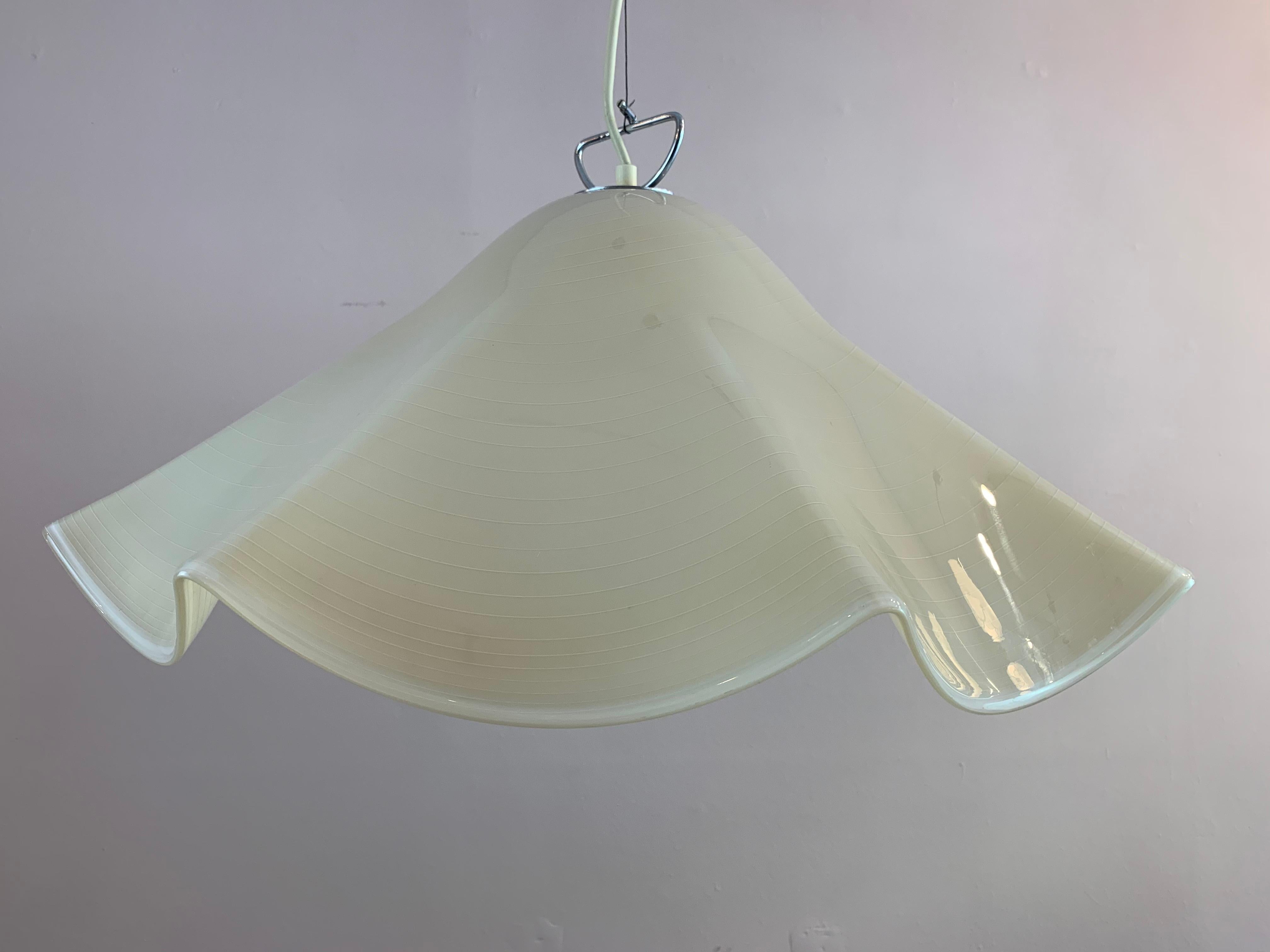 1970s Kalmar Murano Glass Chrome Handkerchief Pendant Light 5