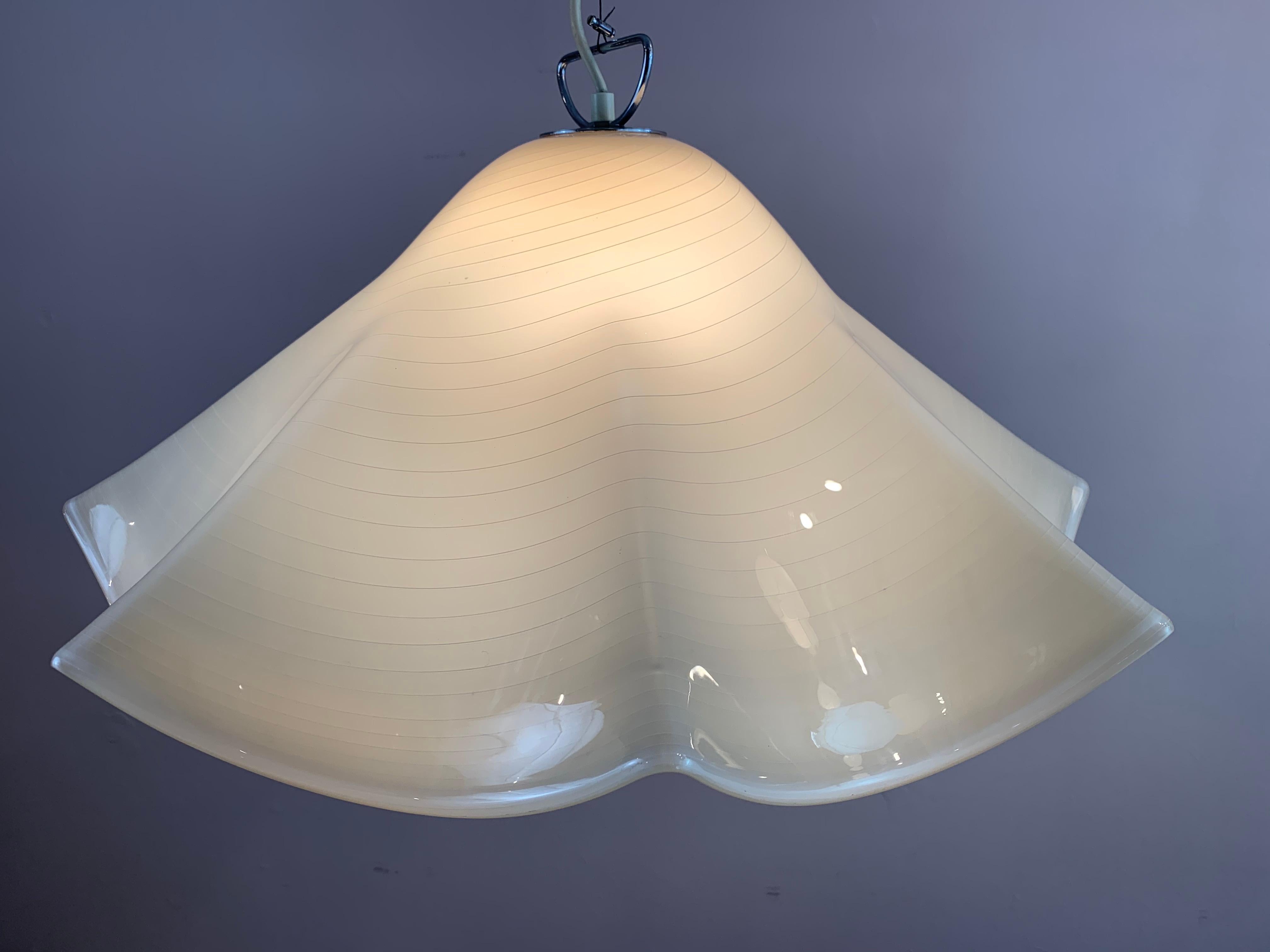 1970s Kalmar Murano Glass Chrome Handkerchief Pendant Light In Good Condition In London, GB