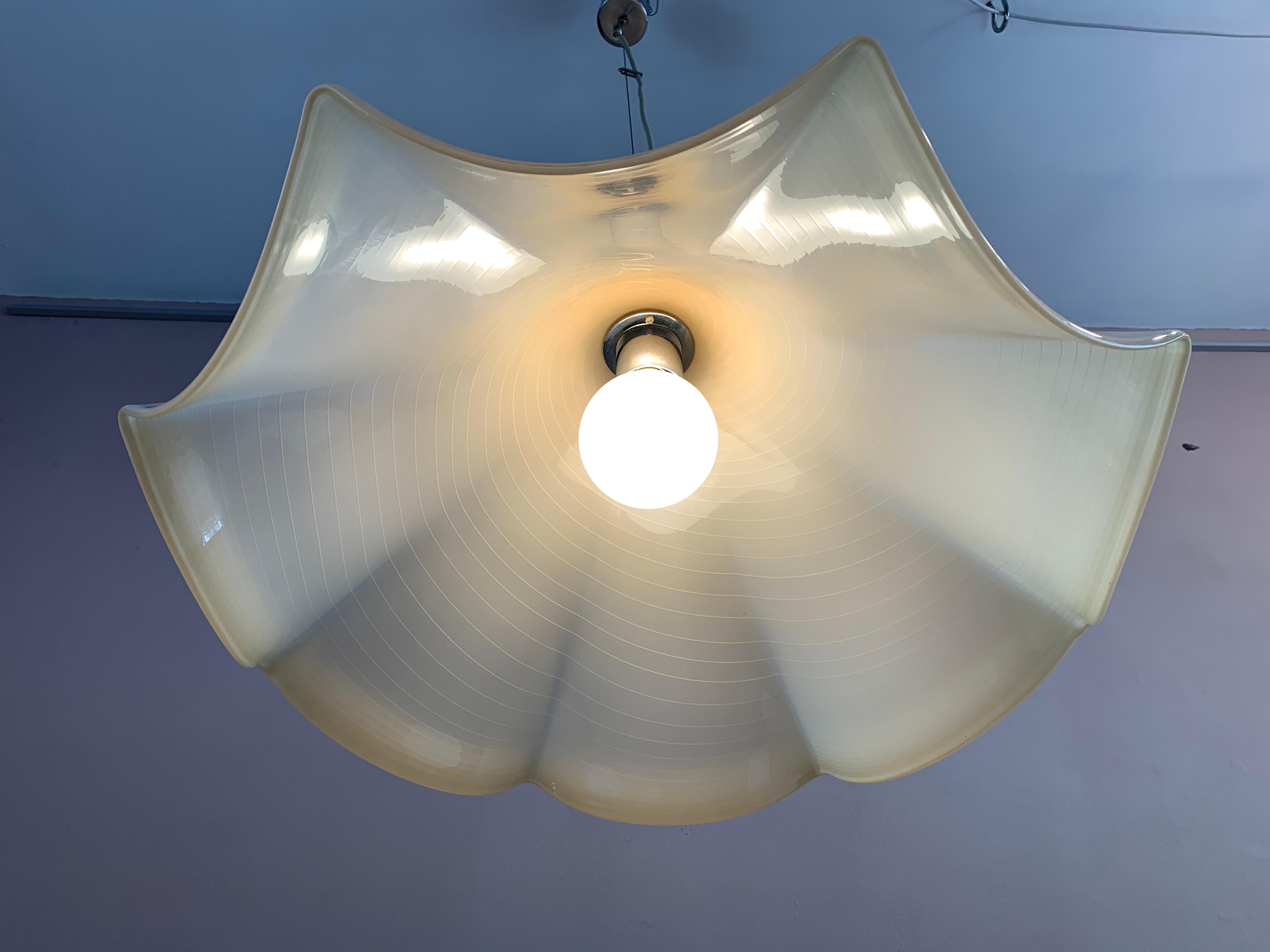 1970s Kalmar Murano Glass Chrome Handkerchief Pendant Light 2