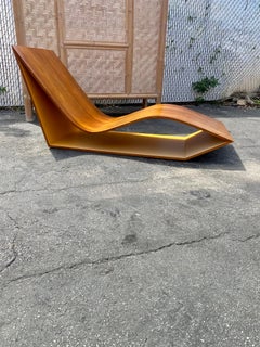 1970s Karim Rashid Sculptural Walnut Lounge Wave Chair  Chaise