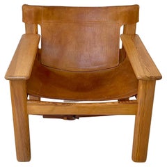 1970s Karin Mobring for Ikea Leather "Natura" Chair, Pine Frame