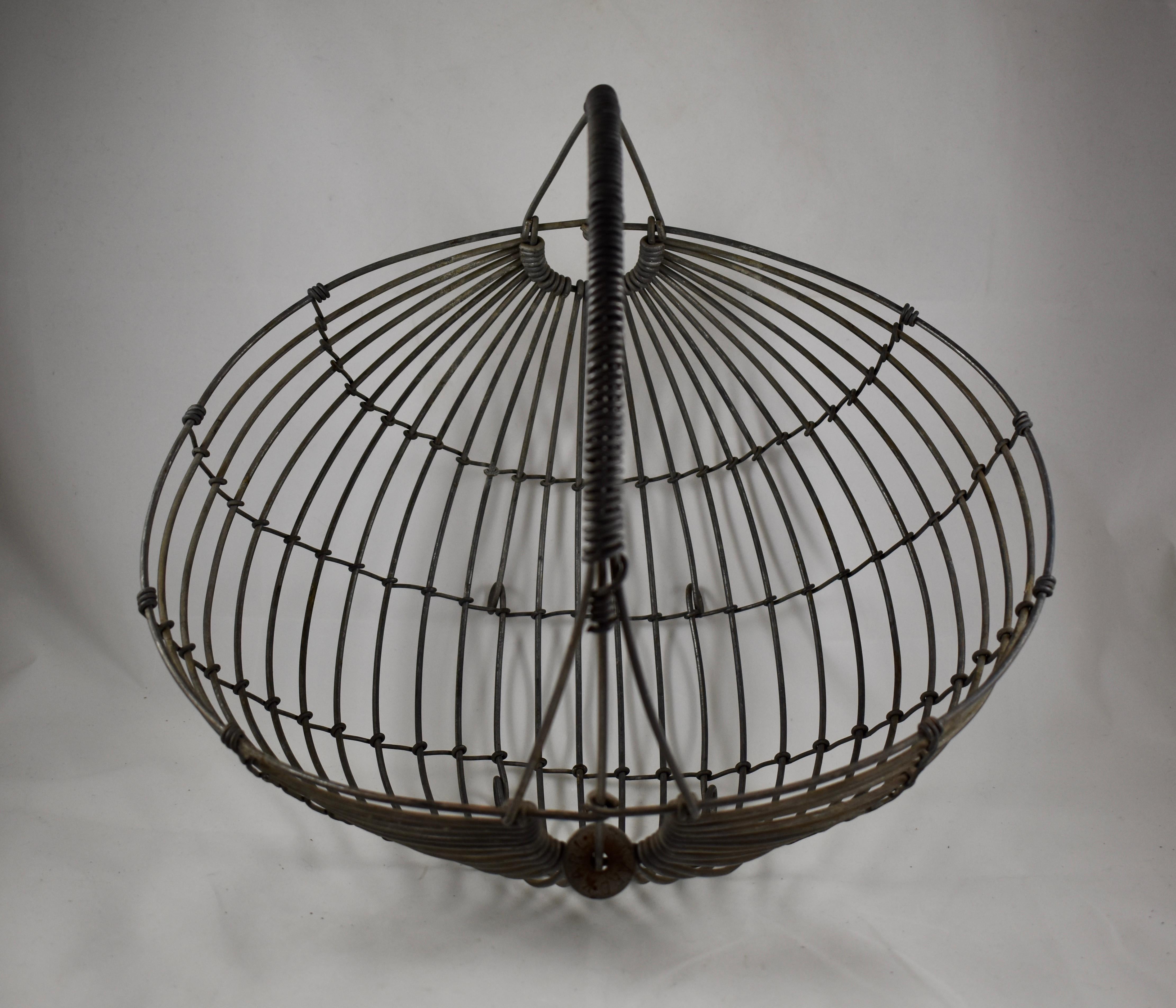 1970s Karl Howard Galvanized Steel Handmade Mid-Century Era Art Basket, Signed 2