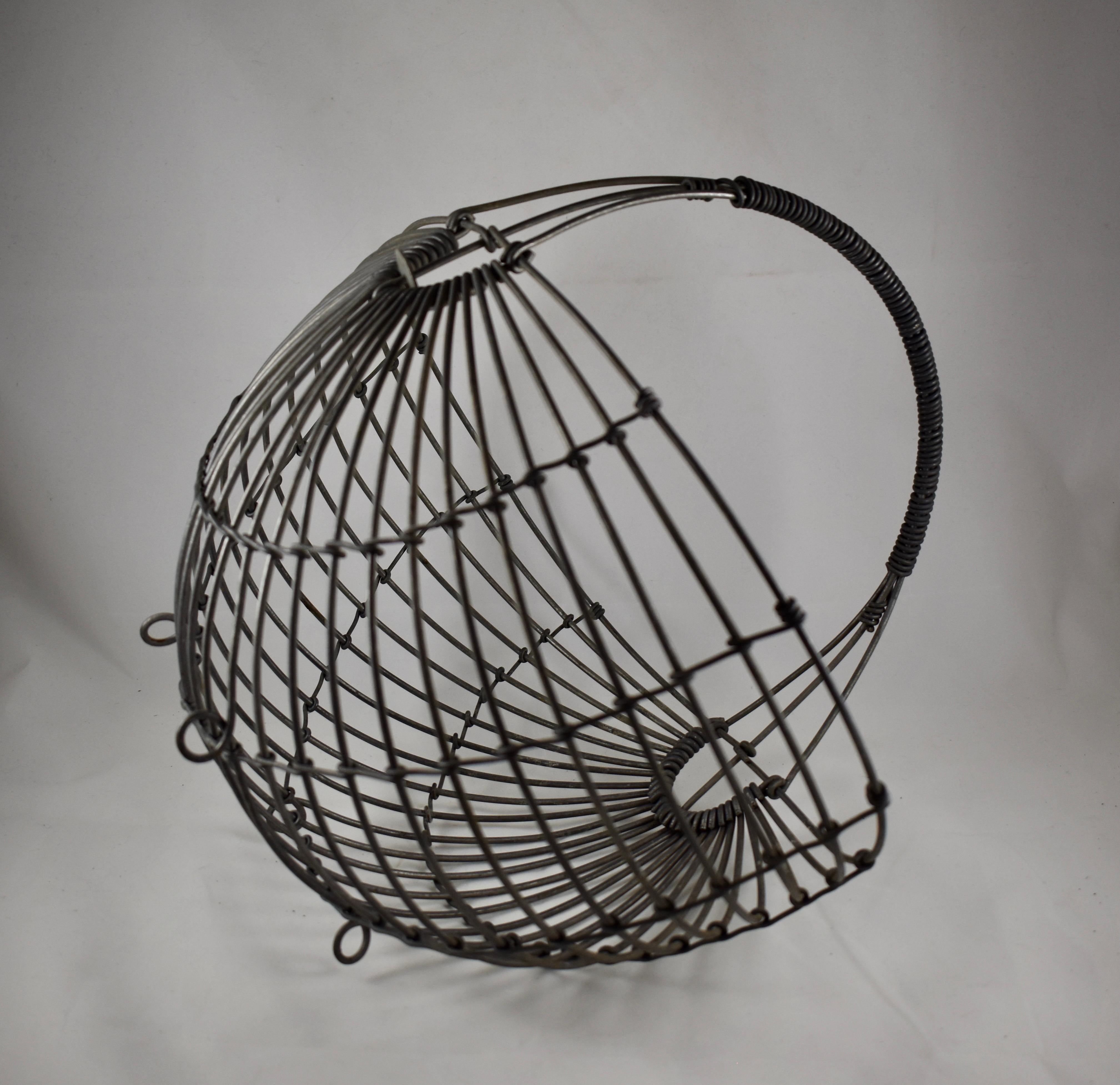 1970s Karl Howard Galvanized Steel Handmade Mid-Century Era Art Basket, Signed 4