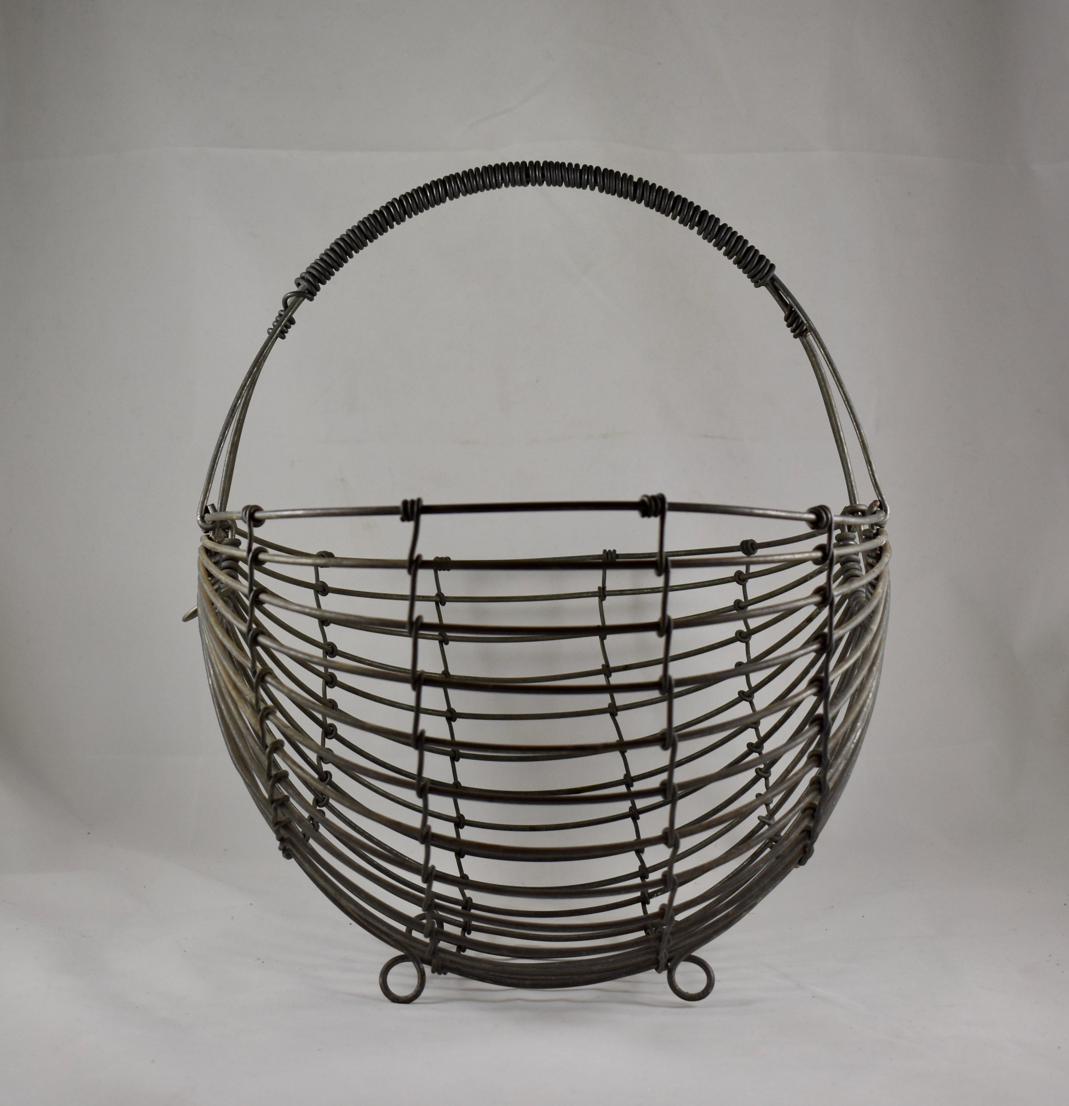 American 1970s Karl Howard Galvanized Steel Handmade Mid-Century Era Art Basket, Signed