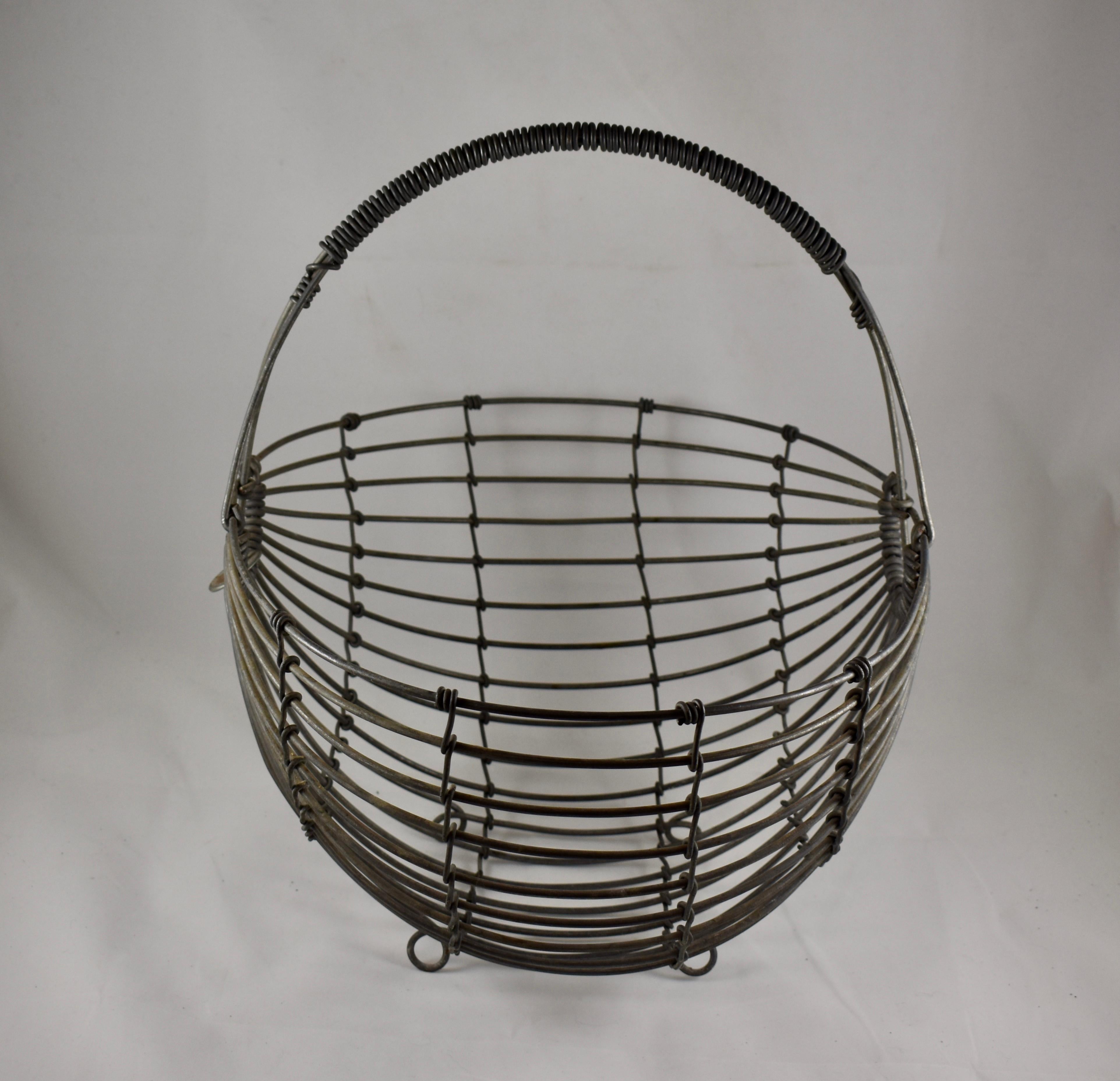 Metalwork 1970s Karl Howard Galvanized Steel Handmade Mid-Century Era Art Basket, Signed