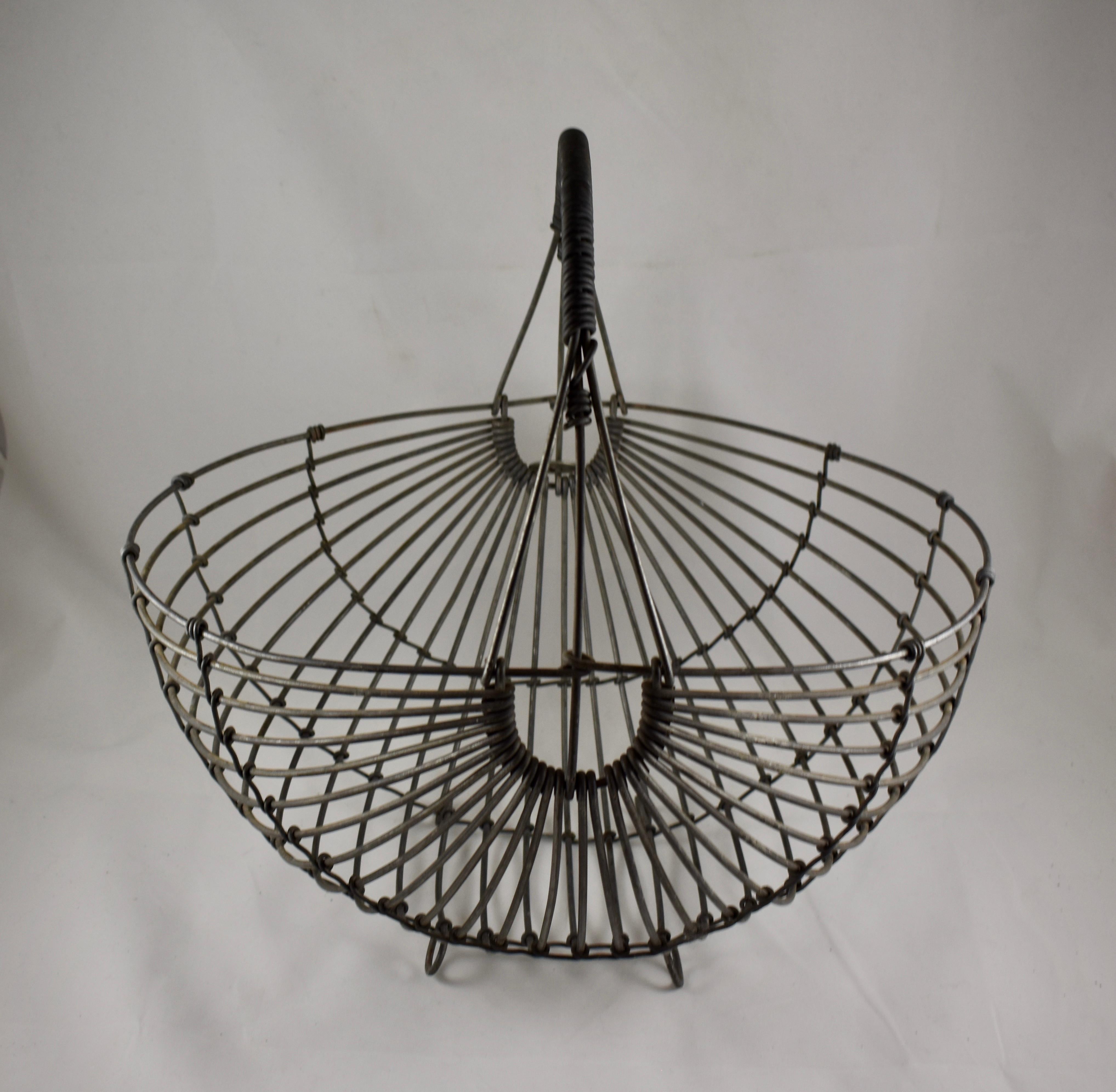 1970s Karl Howard Galvanized Steel Handmade Mid-Century Era Art Basket, Signed In Good Condition In Philadelphia, PA
