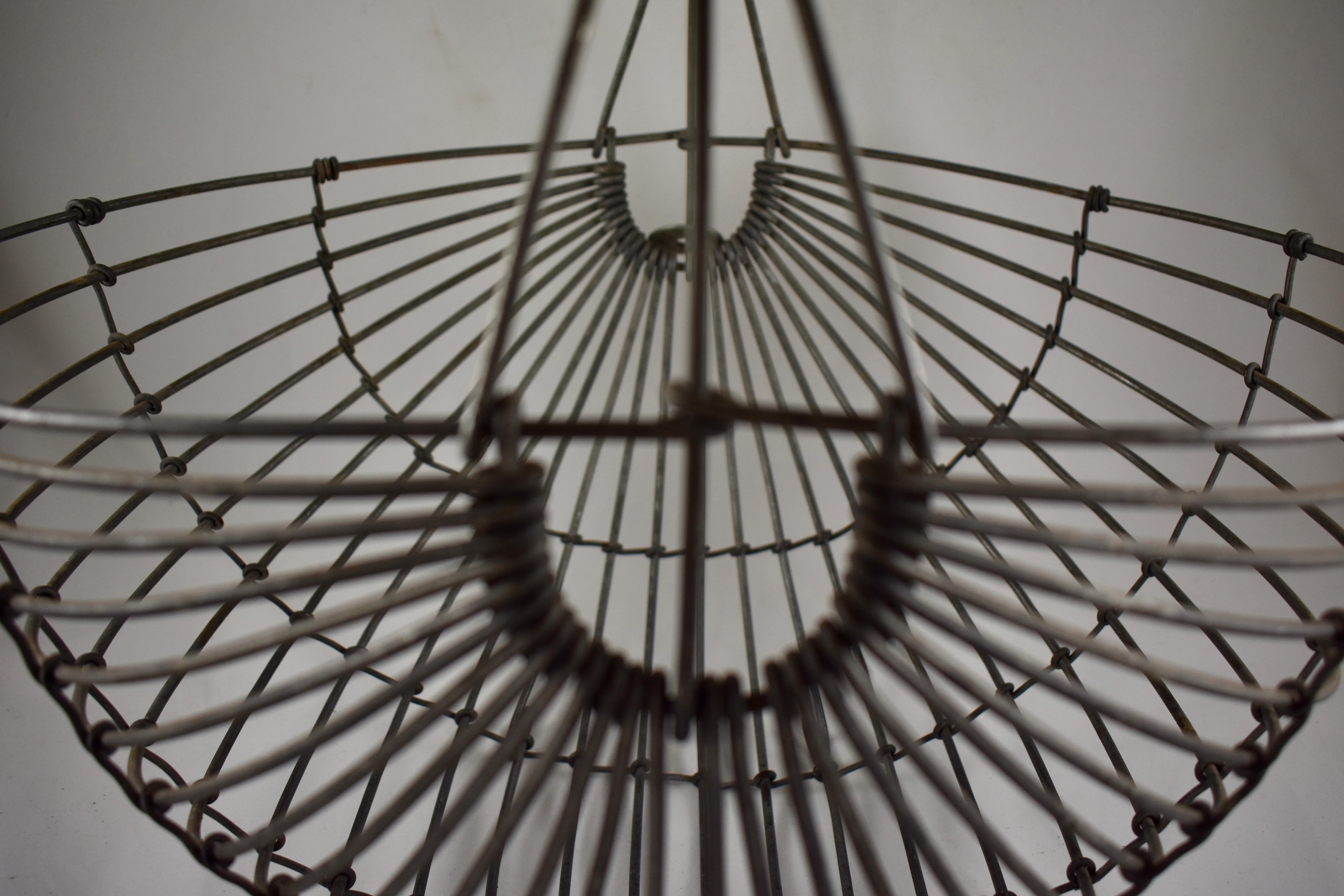 Late 20th Century 1970s Karl Howard Galvanized Steel Handmade Mid-Century Era Art Basket, Signed