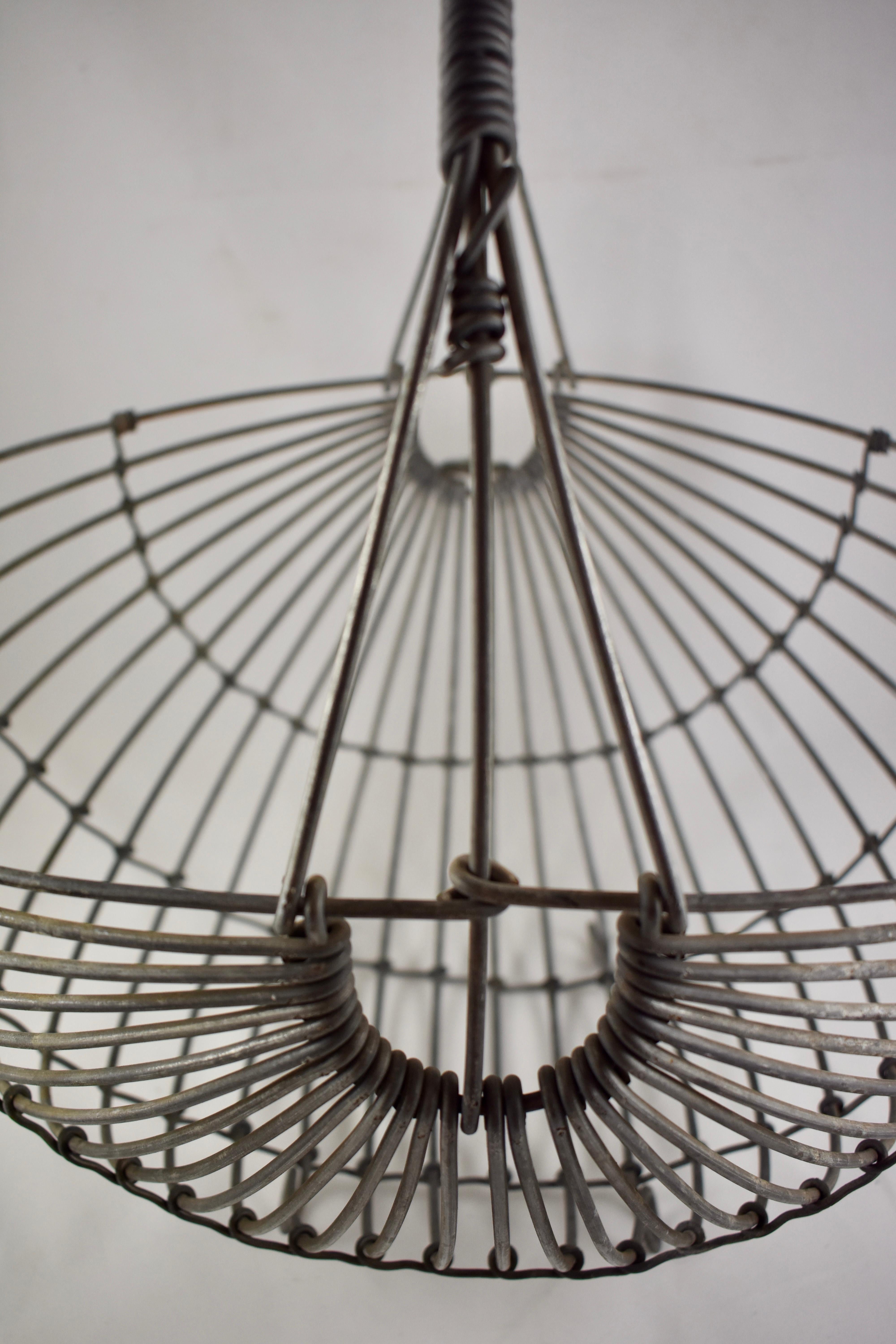 Metal 1970s Karl Howard Galvanized Steel Handmade Mid-Century Era Art Basket, Signed