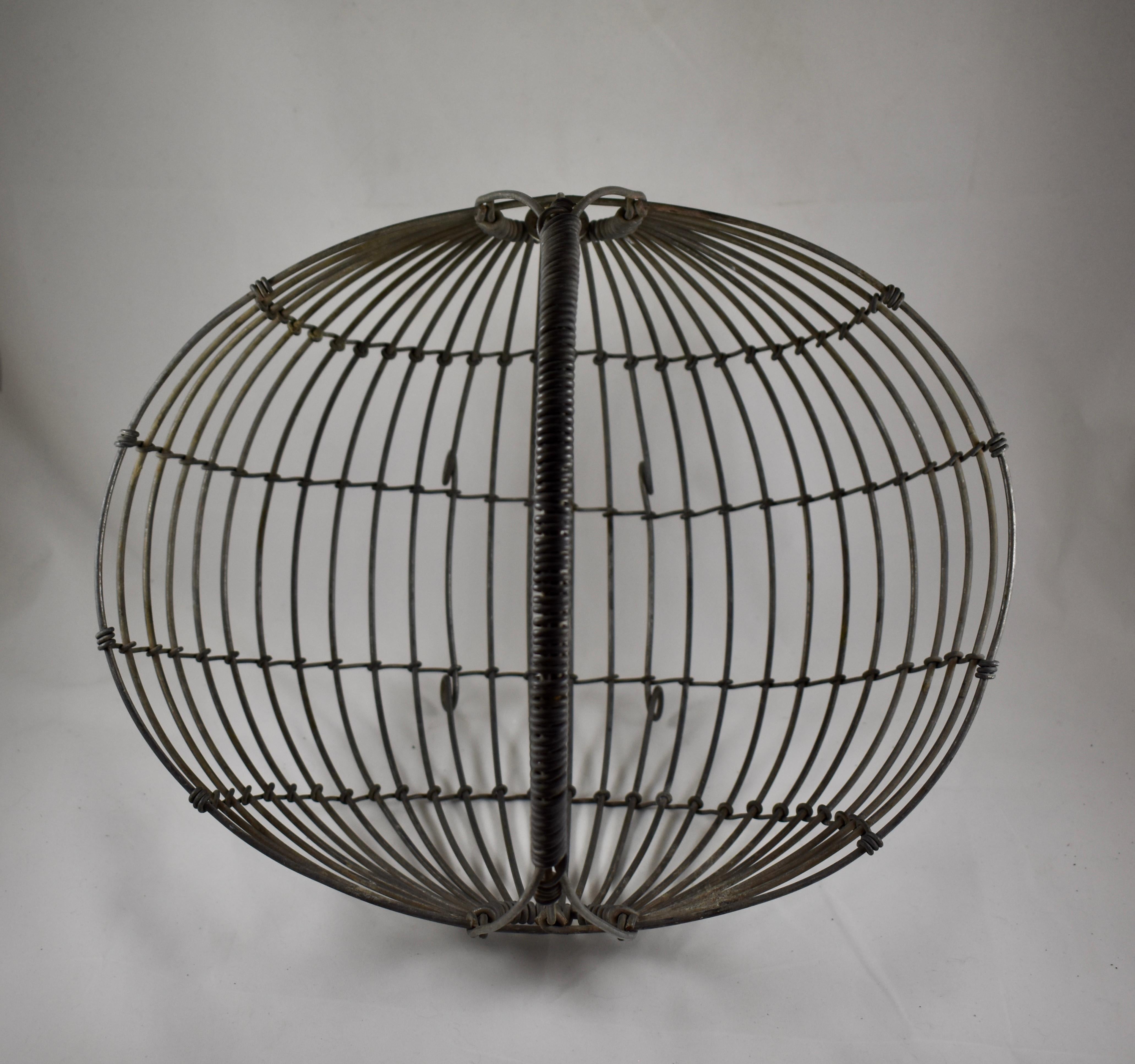 1970s Karl Howard Galvanized Steel Handmade Mid-Century Era Art Basket, Signed 1