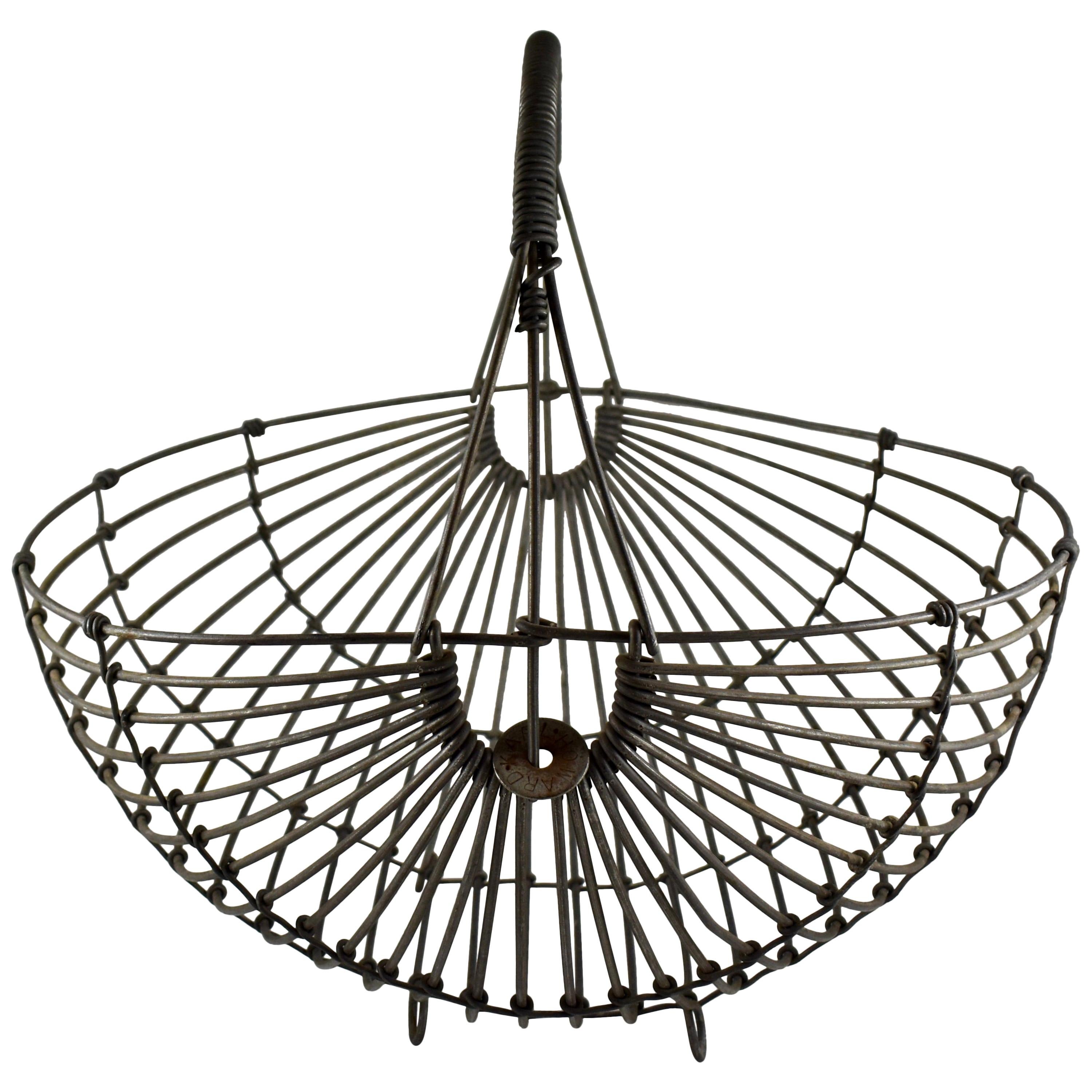 1970s Karl Howard Galvanized Steel Handmade Mid-Century Era Art Basket, Signed