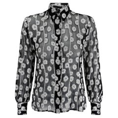 Schwarze und silberne Seidenbluse, Karl Lagerfeld für Chloe, 1970er Jahre