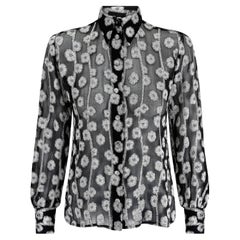 1970s Karl Lagerfeld for Chloe Black and Silver Silk Blouse