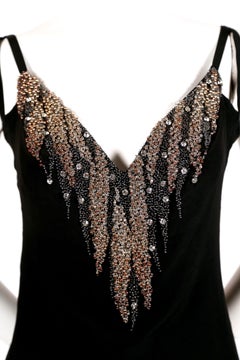 1970's KARL LAGERFELD for CHLOE black silk dress with beads