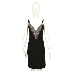 1970's KARL LAGERFELD for CHLOE black silk dress with beads