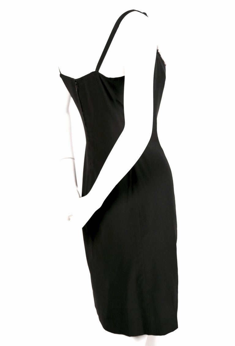 Black 1970''s KARL LAGERFELD for CHLOE black silk dress with beads For Sale