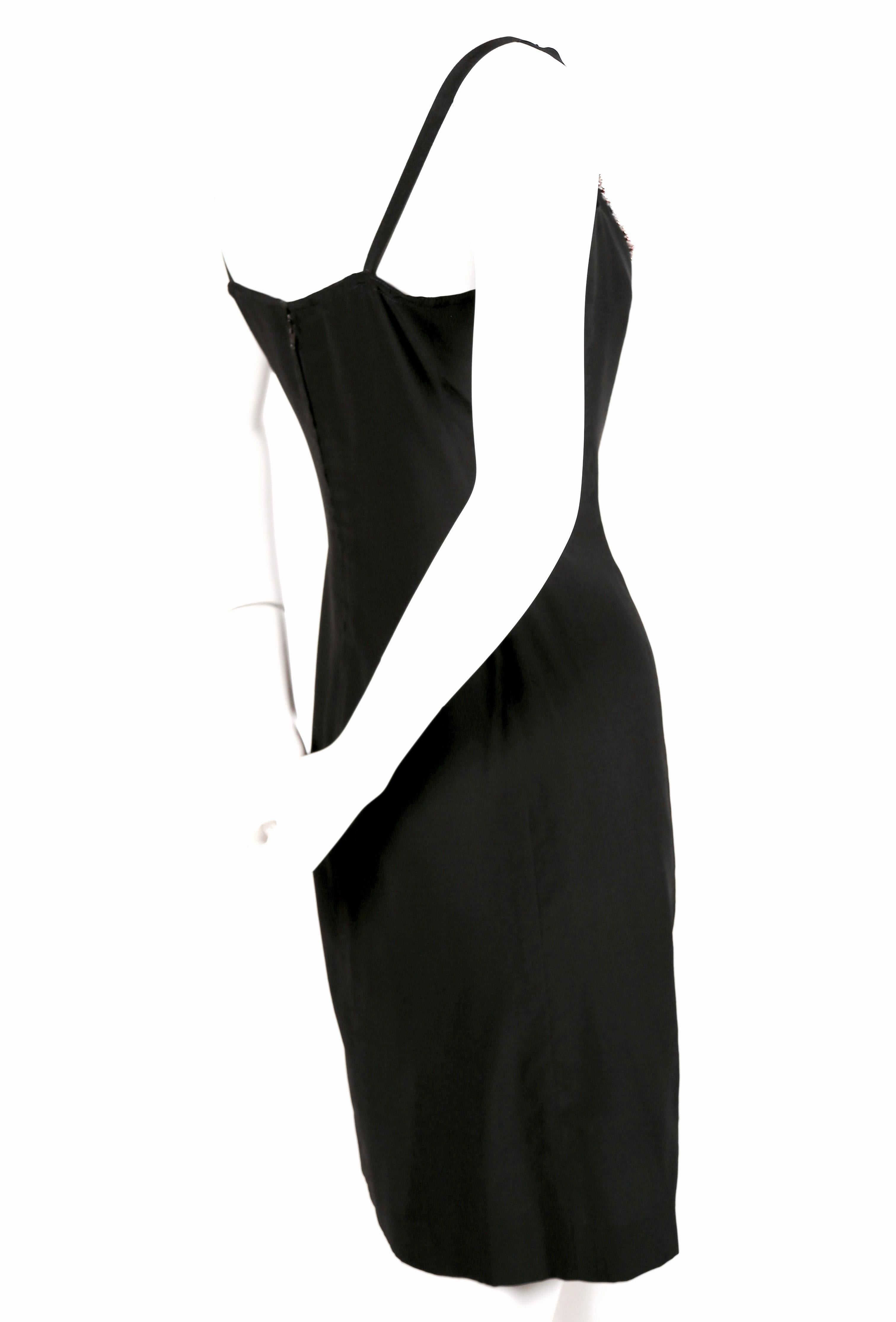 1970's KARL LAGERFELD for CHLOE black silk dress with beads In Good Condition For Sale In San Fransisco, CA