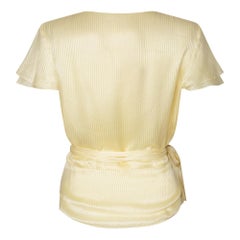 1970s Karl Lagerfeld for Chloe Yellow Silk Striped Tie Blouse