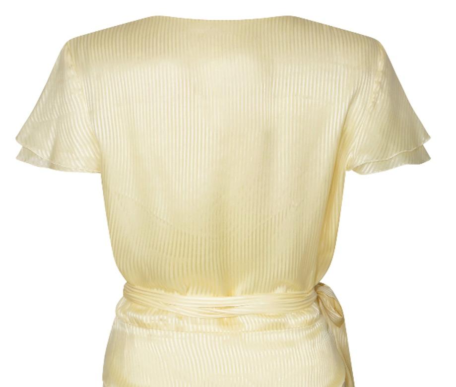 1970s Karl Lagerfeld for Chloe Yellow Silk Striped Tie Blouse In Good Condition In London, GB