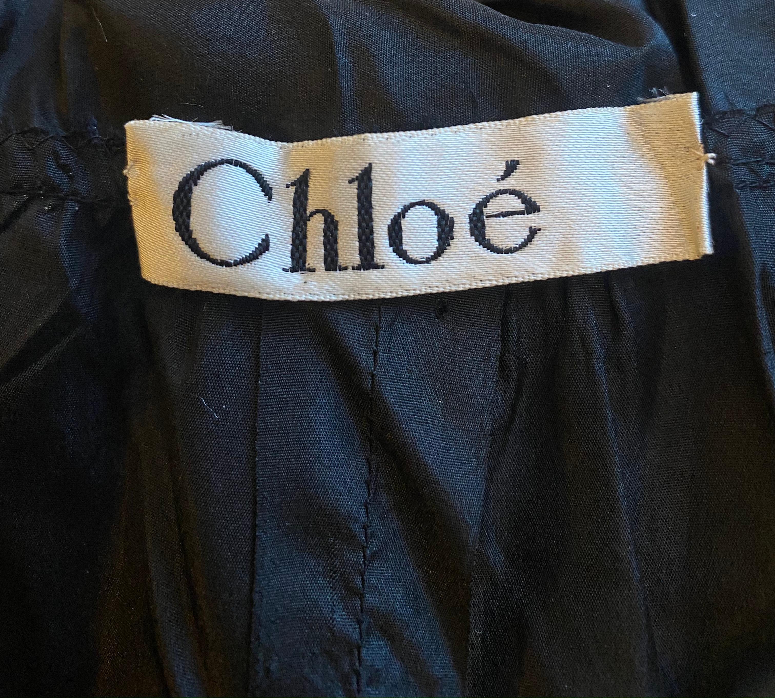 1970 Karl Lagerfield for Chloe Jupe en dentelle de soie Victoriana noire en vente 1