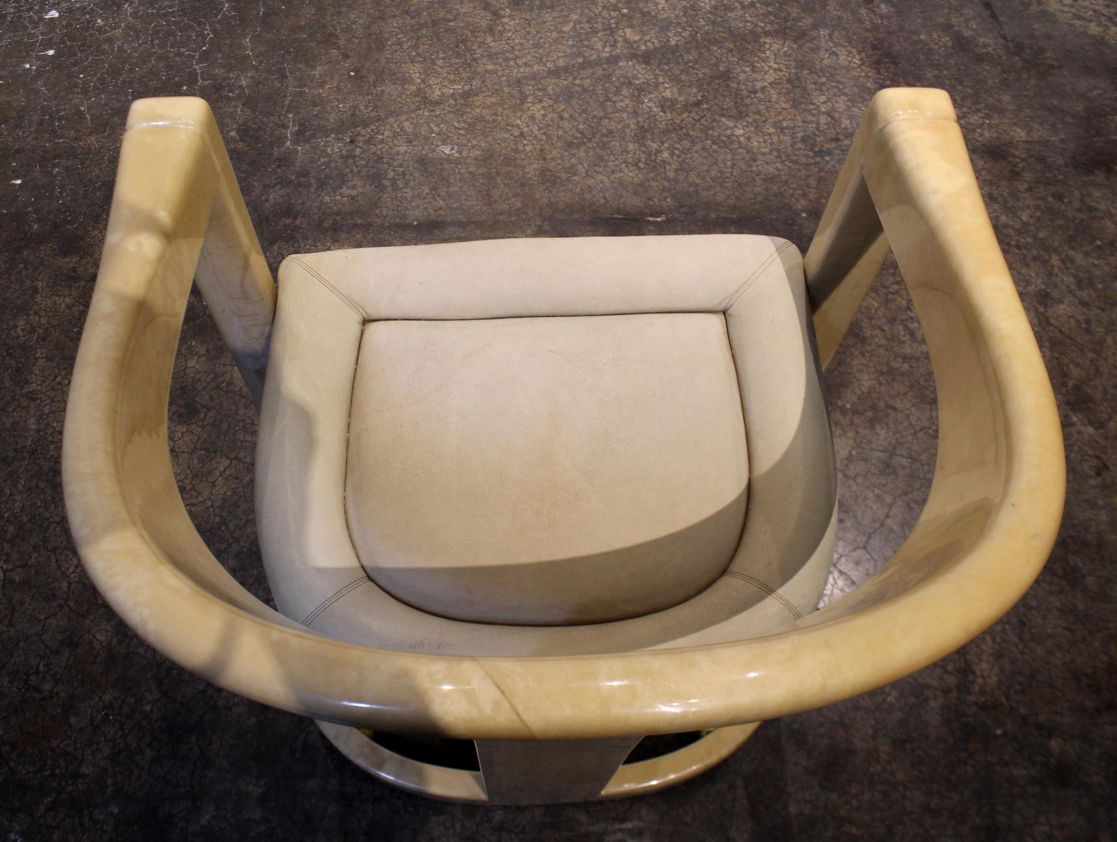 1970s Karl Springer Mid-Century Modern Lacquered Goat Skin Desk and Chair 4