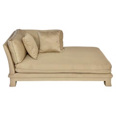 Retro 1970s Karl Springer Style Chaise Lounge Sofa by Bernhardt Flair in Golden Silk