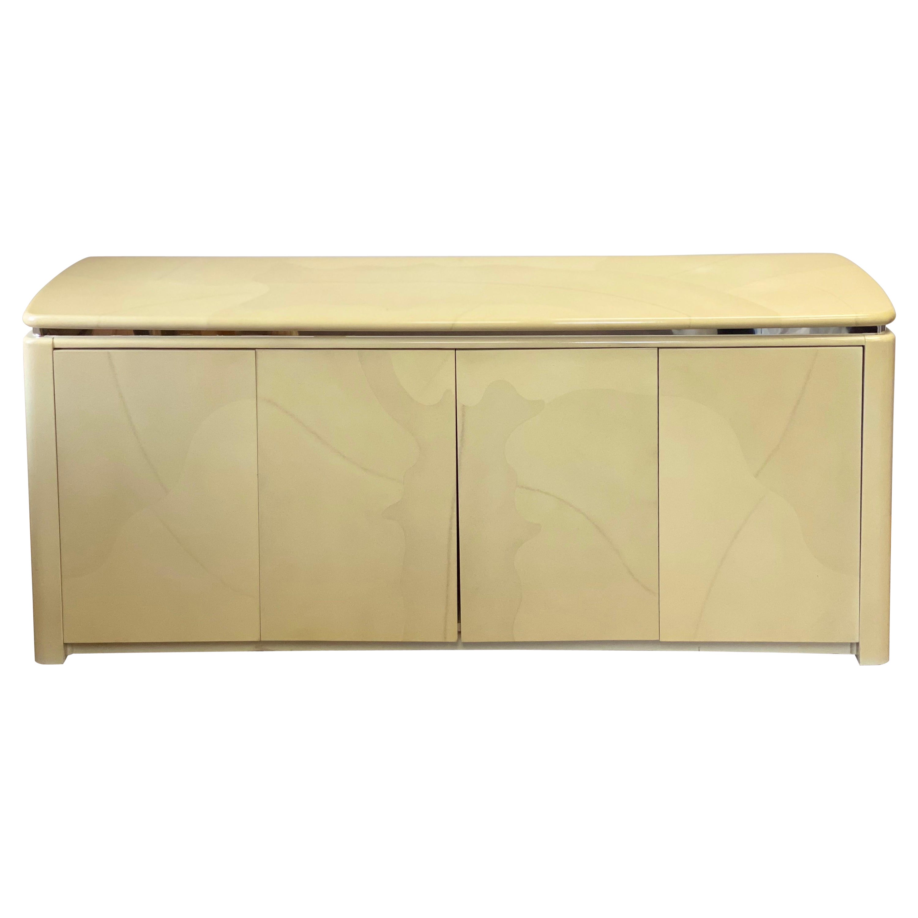 1970s Karl Springer Style Lacquer Goatskin Credenza