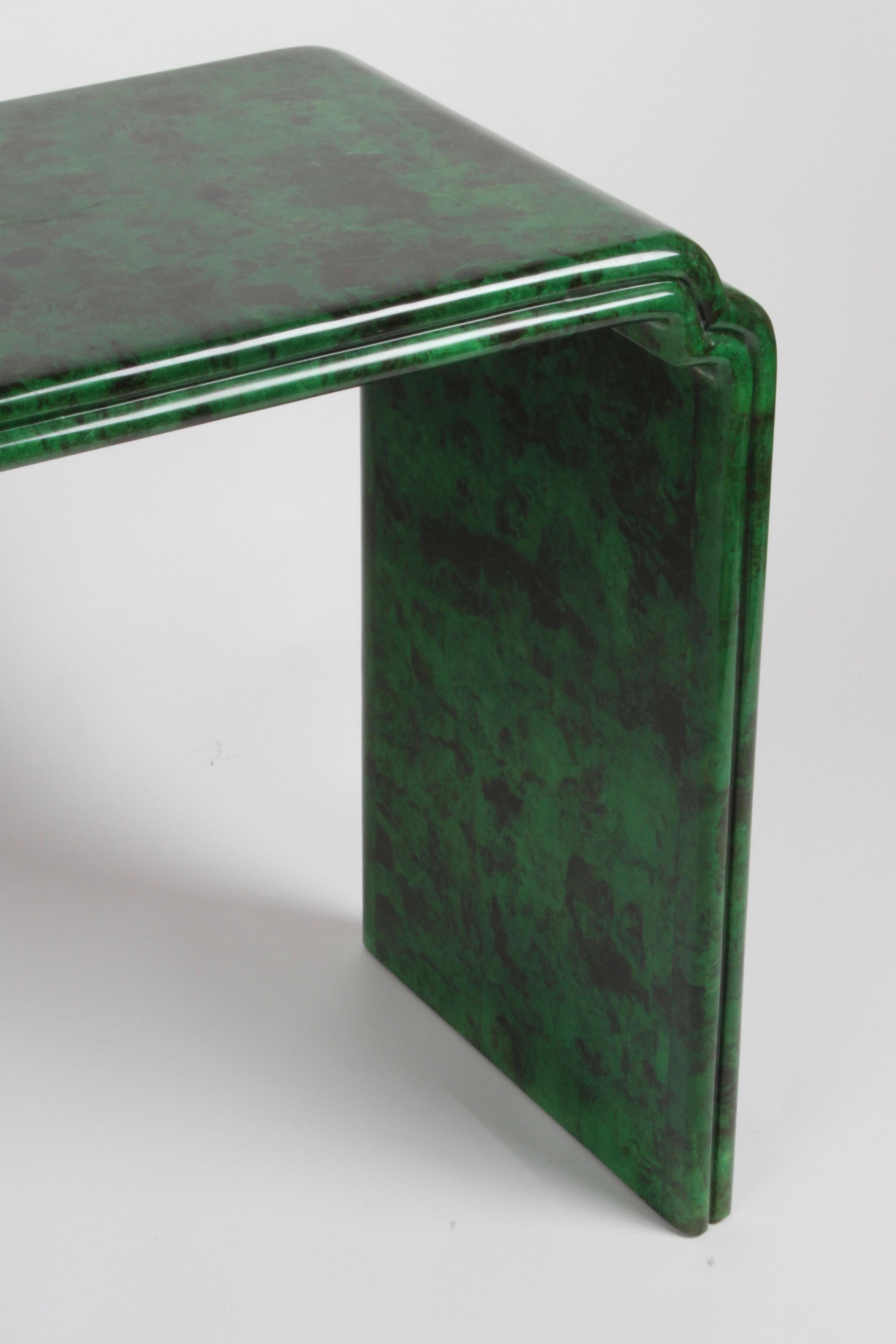 Late 20th Century 1970s Karl Springer Style Malachite Parchment Console Table, Hollywood Regency