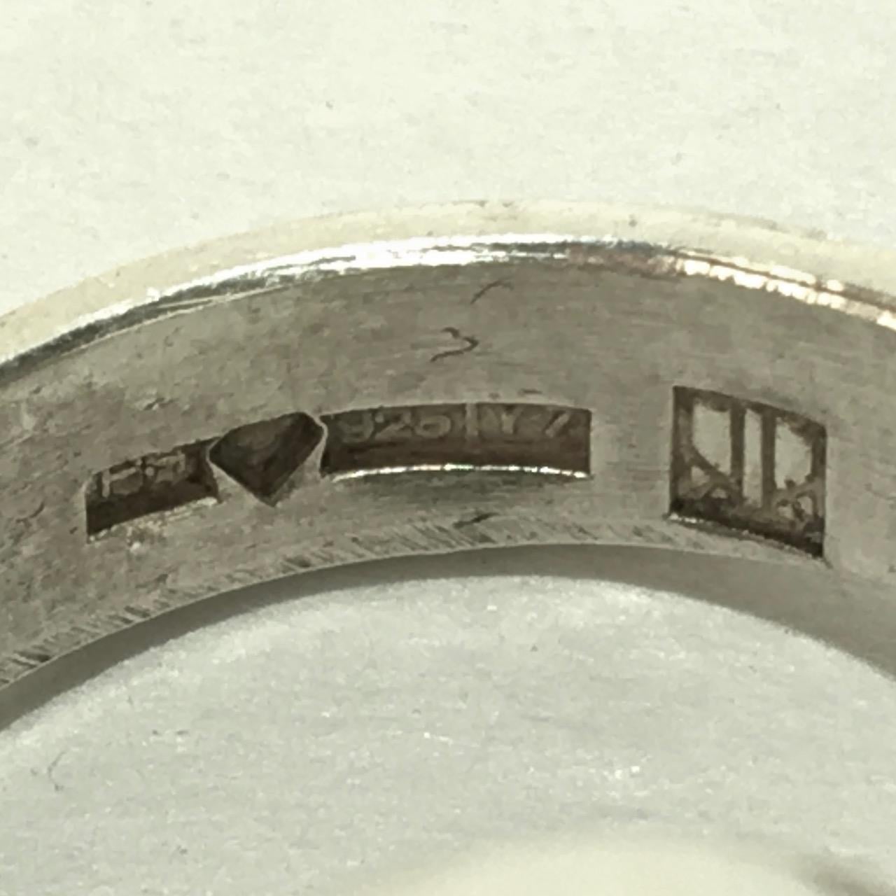 1970s Kaunis Koru Modernist Sterling Silver and Malachite Ring 4