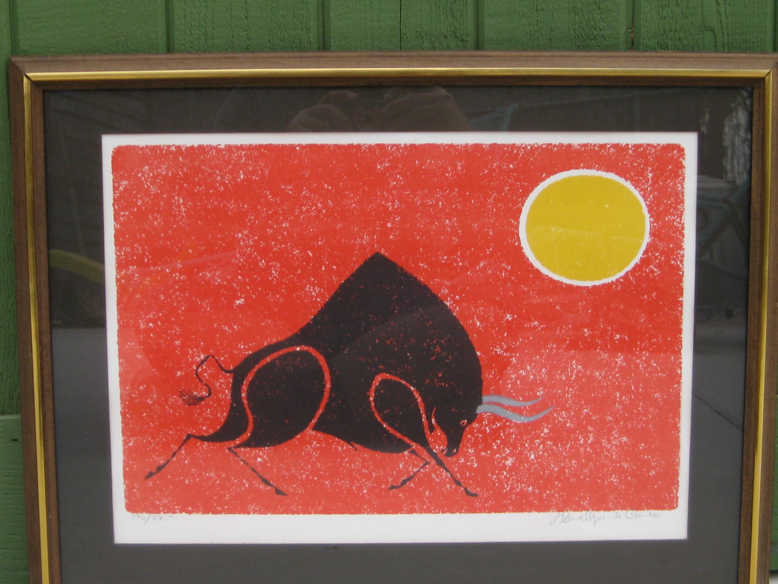 1970's Keith Llewellyn De Carlo Abstract Bull Lithograph Print Signed/Numbered In Excellent Condition For Sale In San Diego, CA