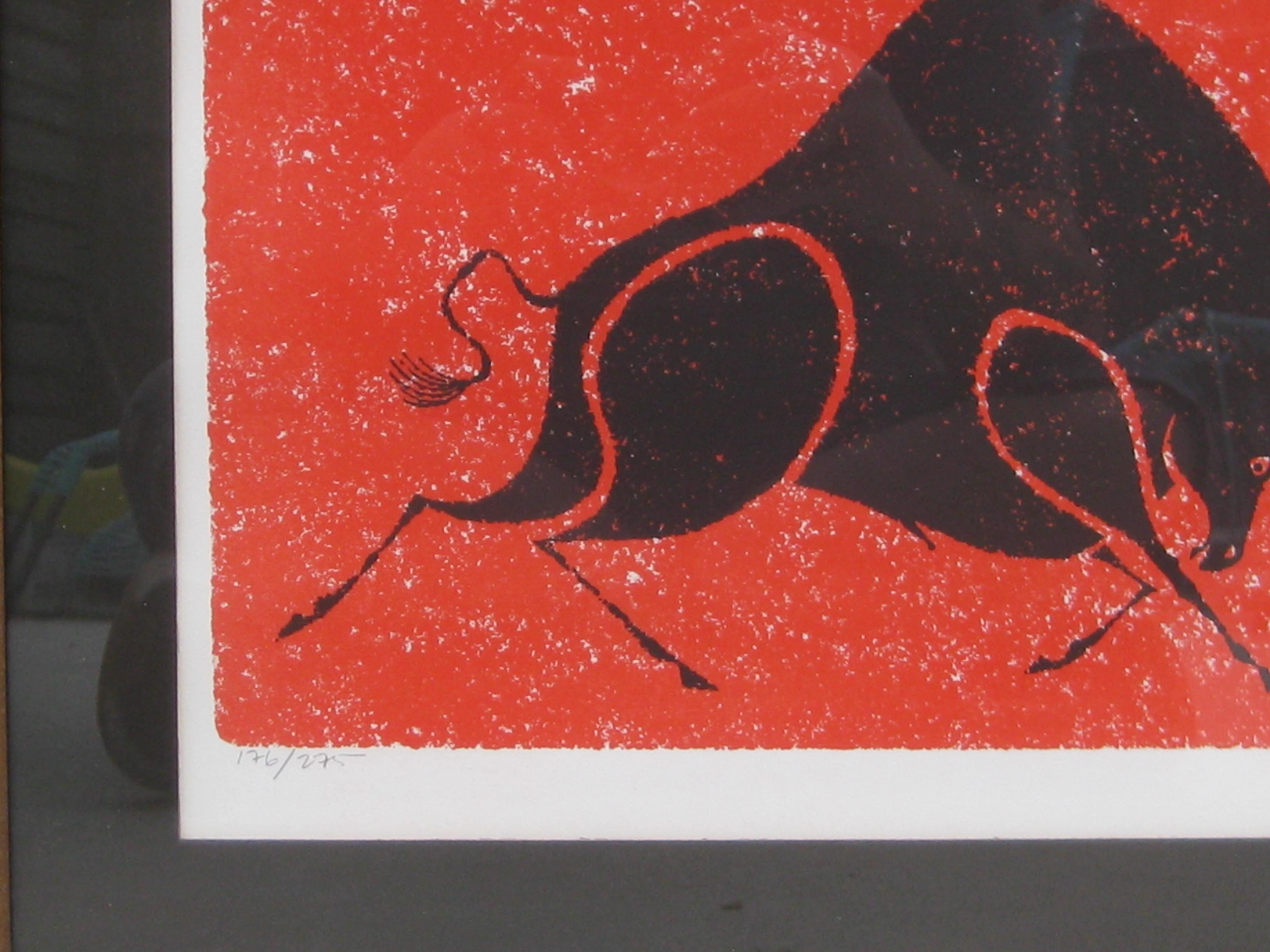 20th Century 1970's Keith Llewellyn De Carlo Abstract Bull Lithograph Print Signed/Numbered For Sale